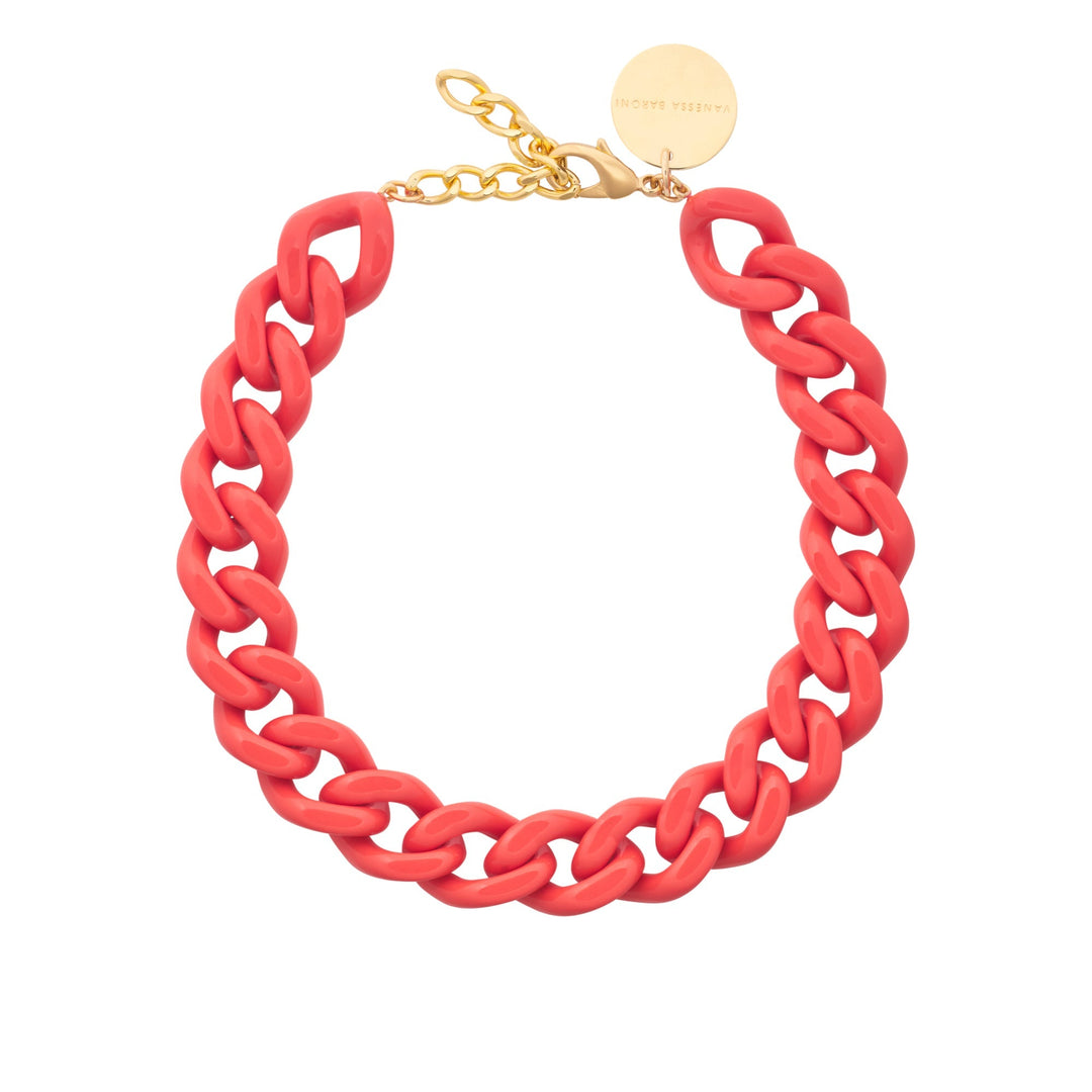 Vanessa Baroni Kette Flat Chain, lipstick, vergoldet