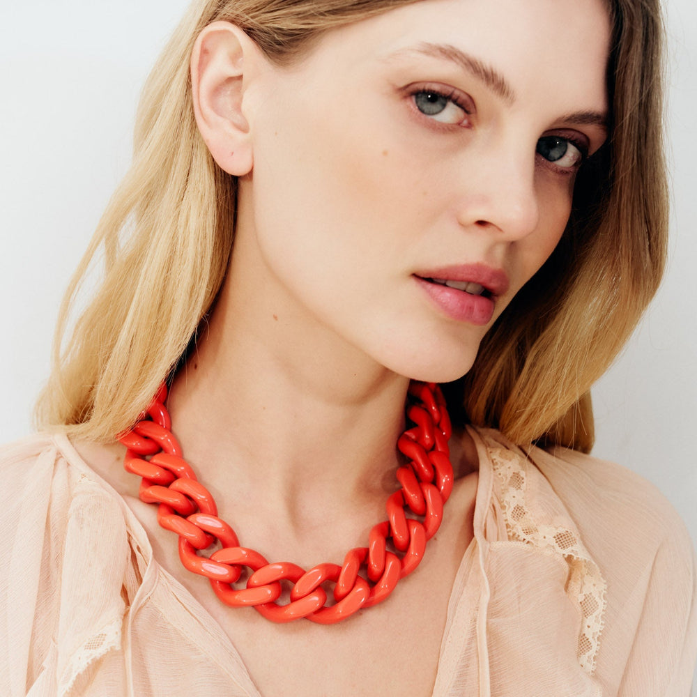 Vanessa Baroni Kette Flat Chain, lipstick, vergoldet