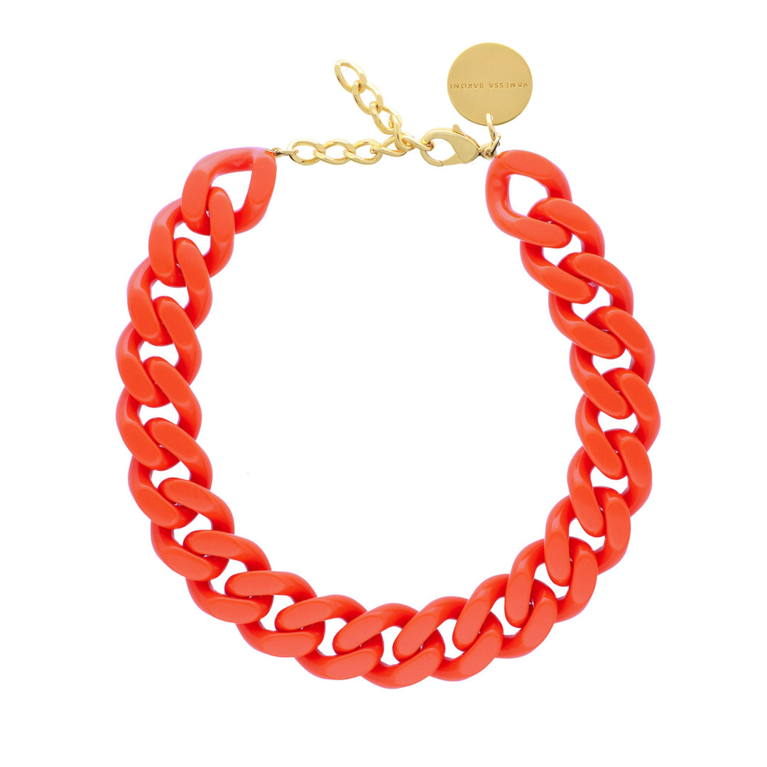 Vanessa Baroni Kette Flat Chain, orange, vergoldet