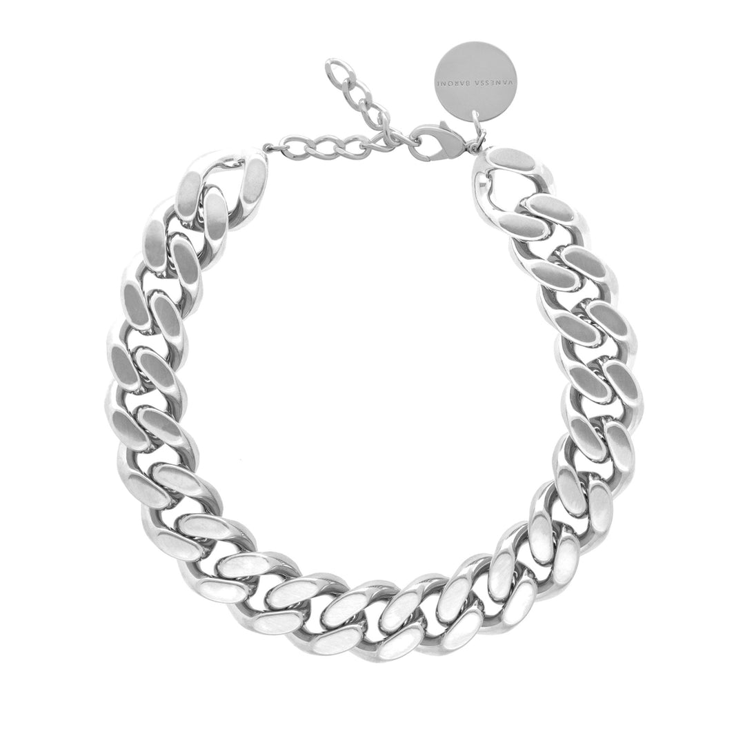 Vanessa Baroni Kette Flat Chain, silver, versilbert