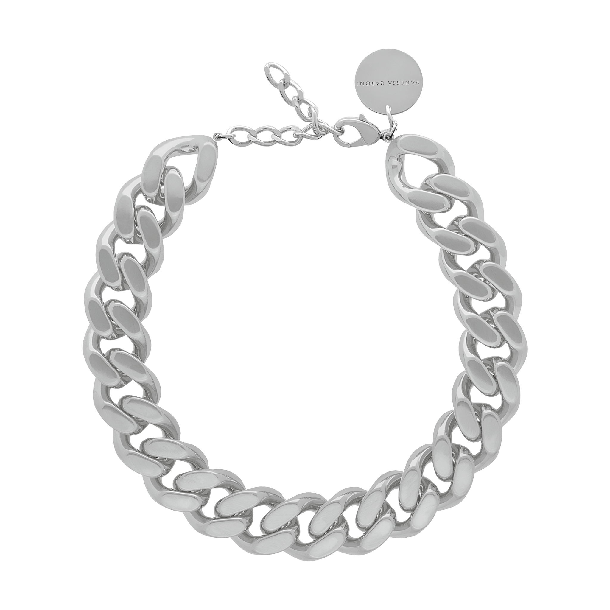 Vanessa Baroni Kette Flat Chain, silver vintage, versilbert