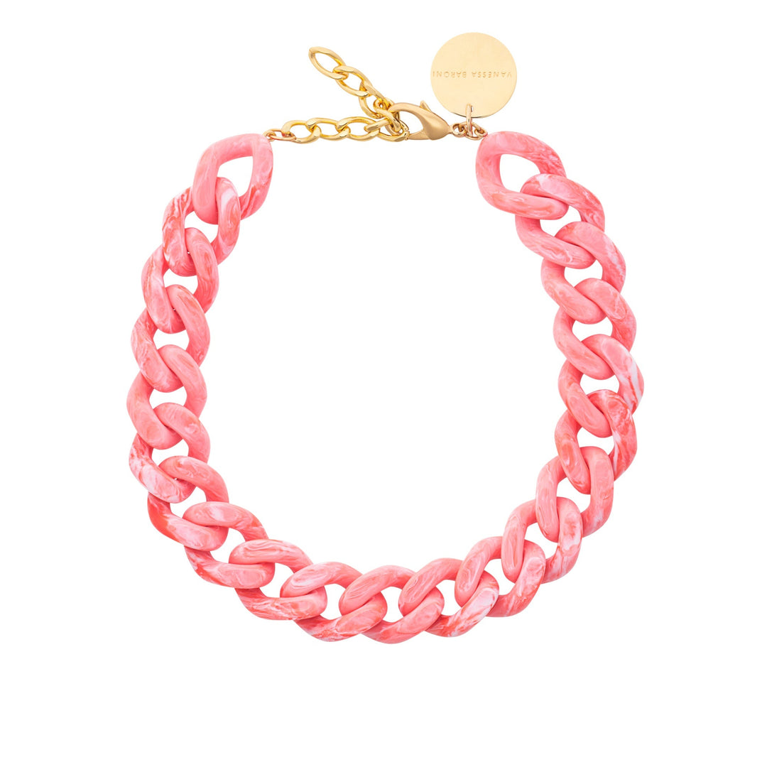 Vanessa Baroni Kette Flat Chain, strawberry icecream, vergoldet