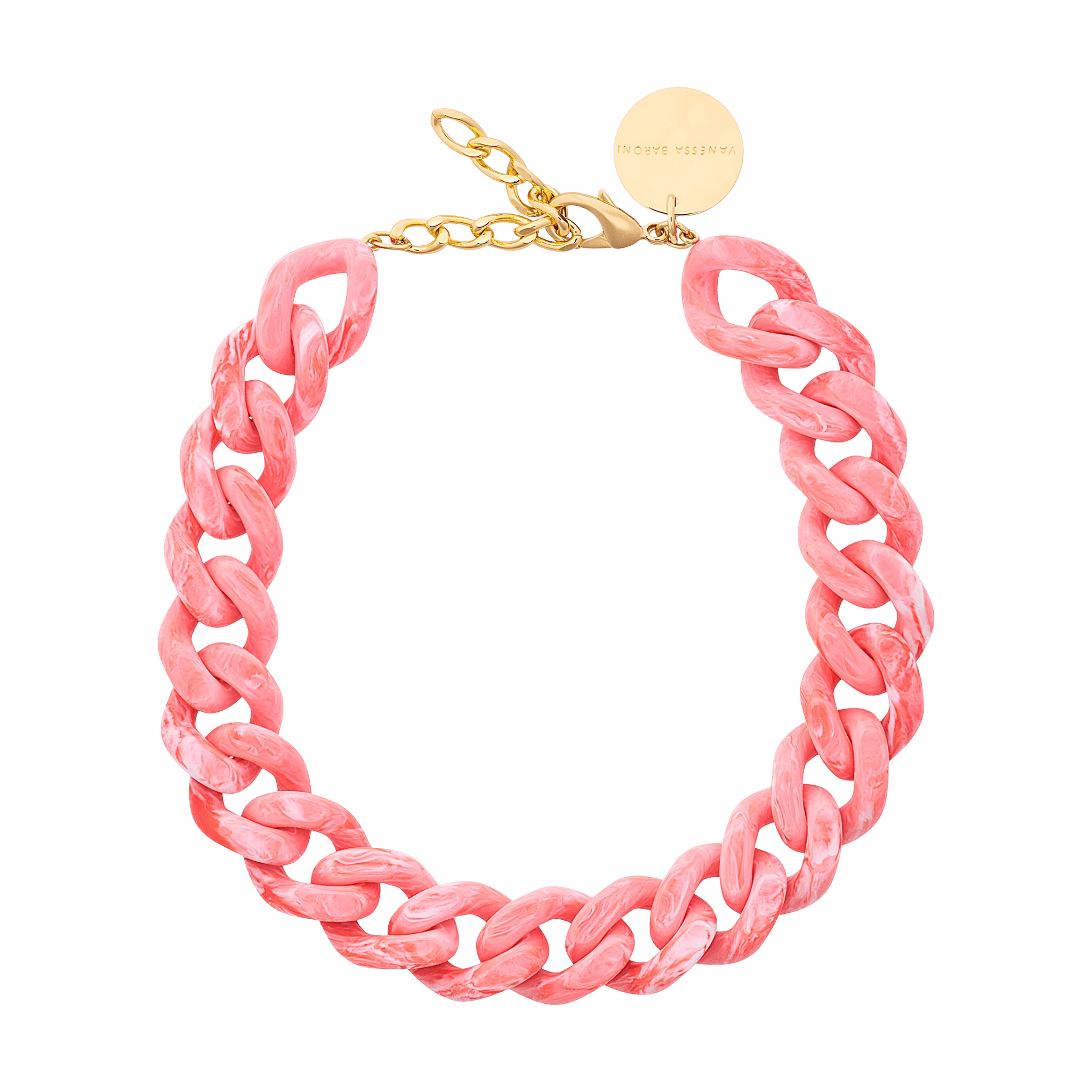 Vanessa Baroni Kette Flat Chain, strawberry icecream, vergoldet