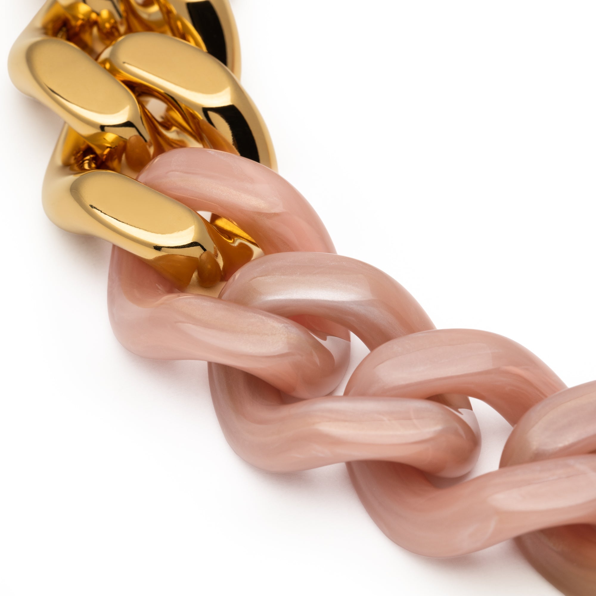 Vanessa Baroni Kette Flat Chain with gold, blush marble, vergoldet