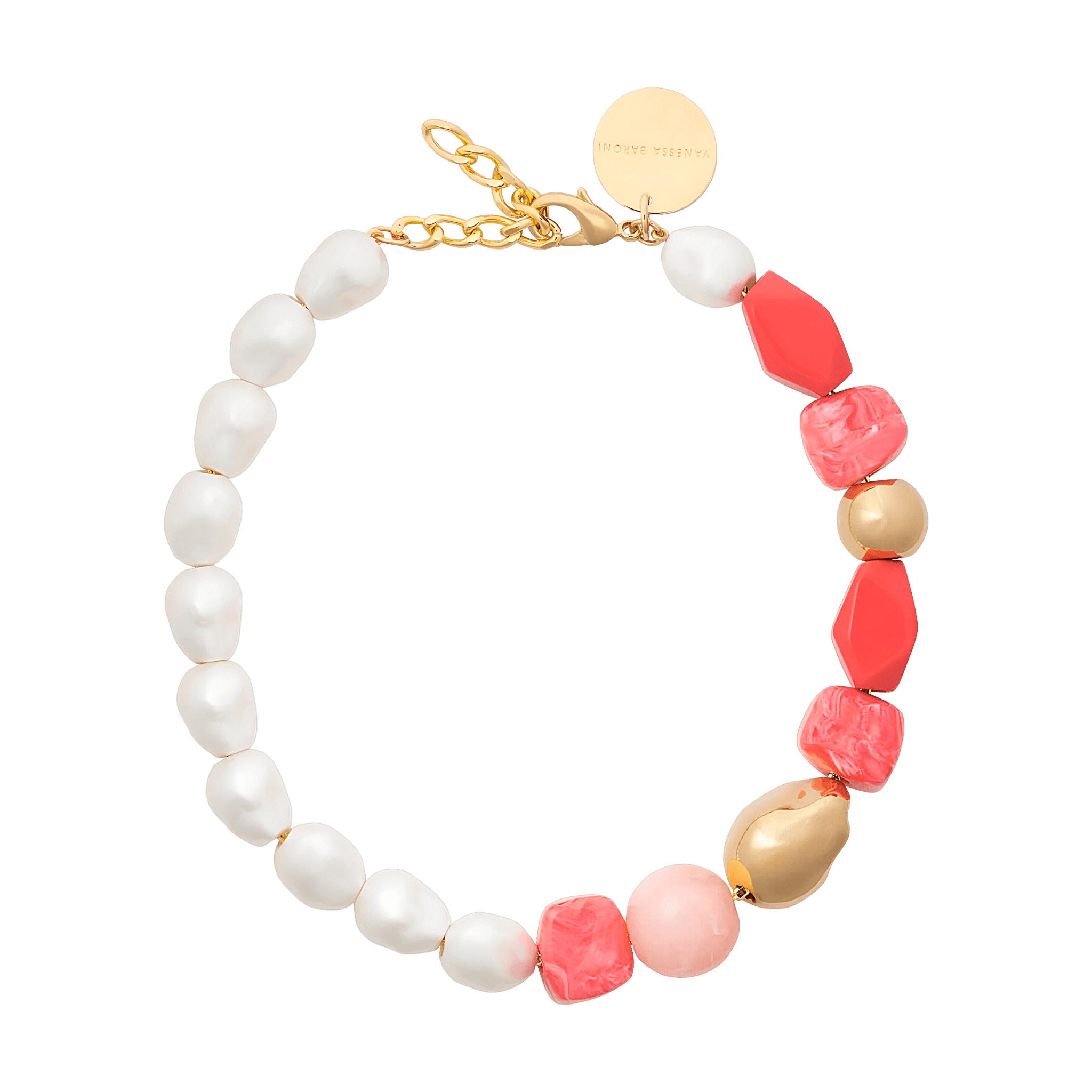 Vanessa Baroni Kette Ibiza peach, vergoldet