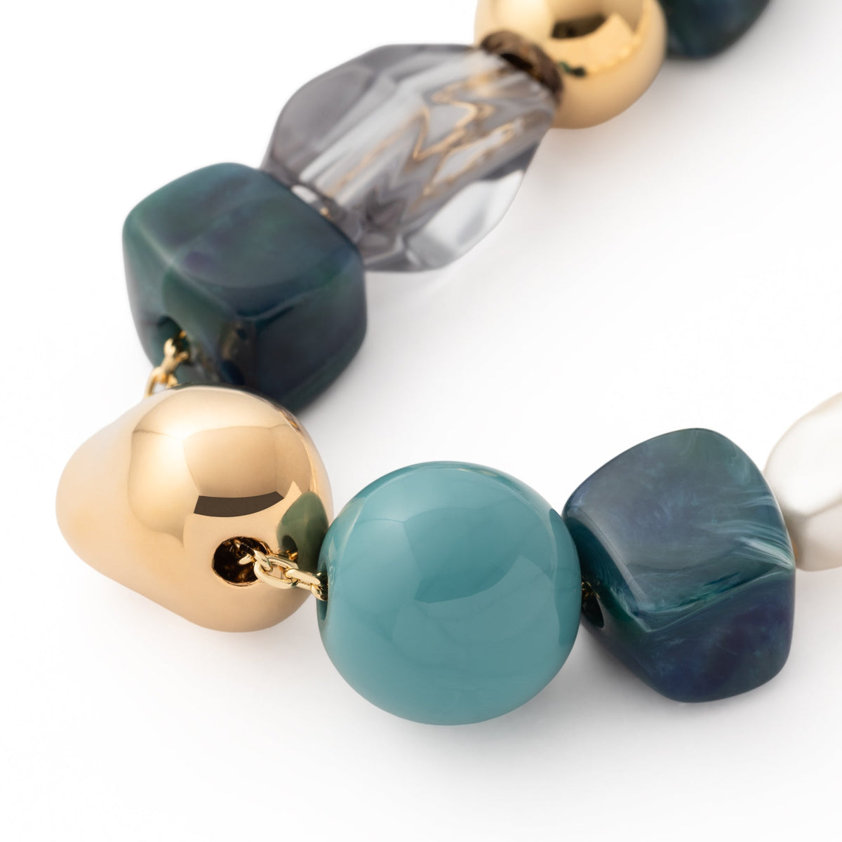Vanessa Baroni Kette Ibiza, teal marble, vergoldet