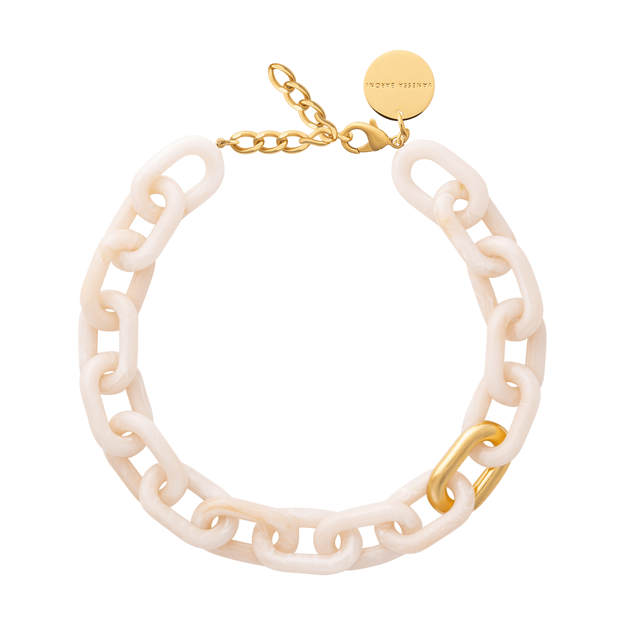 Vanessa Baroni Kette New Oval with gold, latte marble, vergoldet