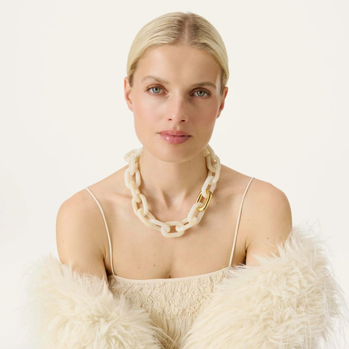 Vanessa Baroni Kette New Oval with gold, pearl marble, vergoldet
