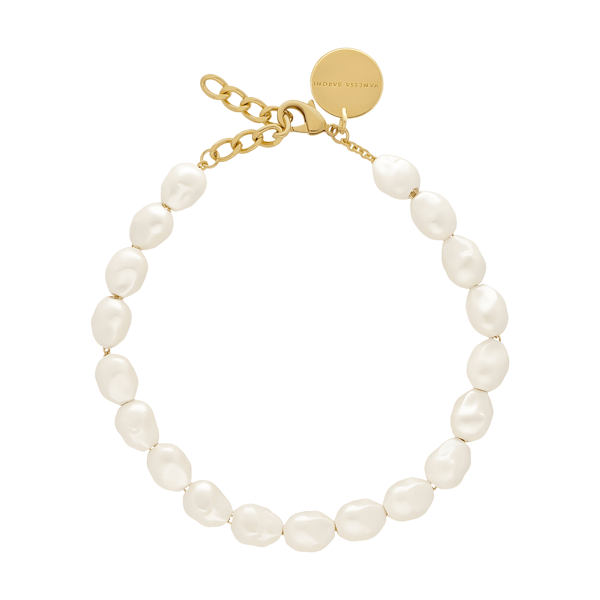 Vanessa Baroni Kette Organic Pearl Short, pearl, vergoldet