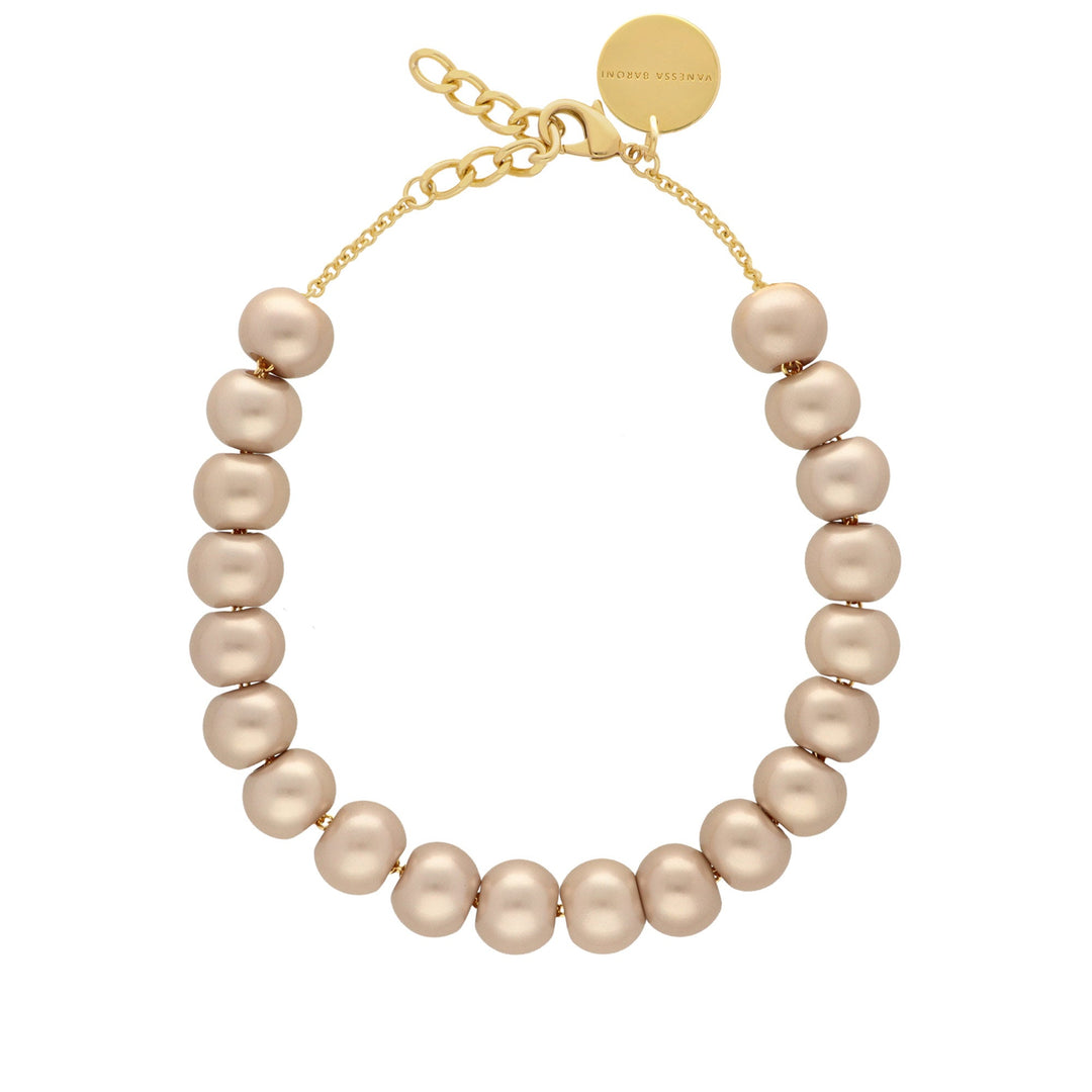 Vanessa Baroni Kette Small Beads Short, champagner pearl, vergoldet