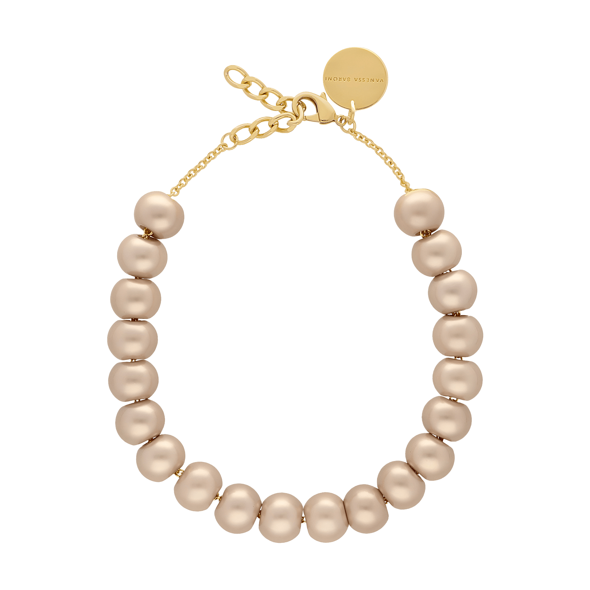 Vanessa Baroni Kette Small Beads Short, champagner pearl, vergoldet