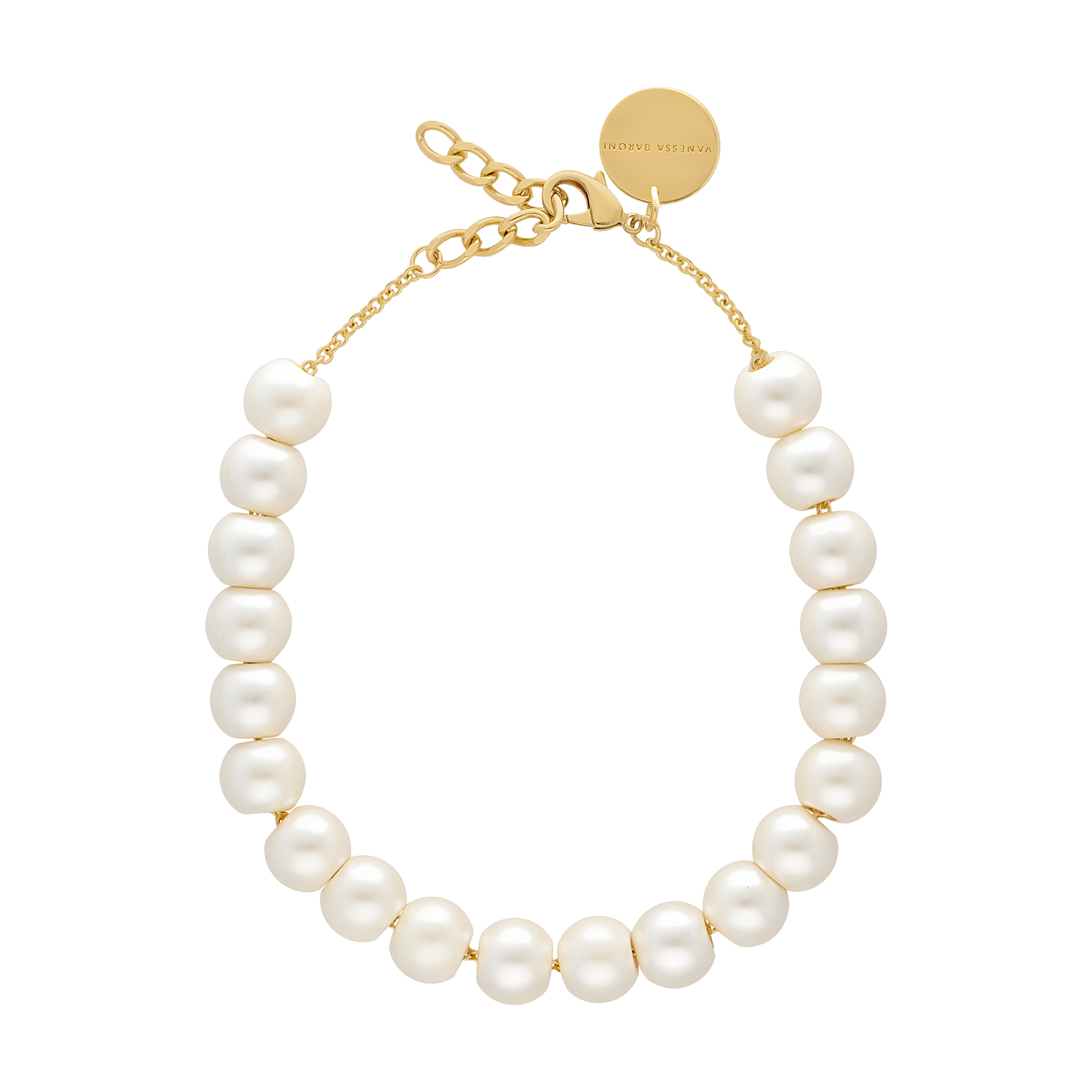Vanessa Baroni Kette Small Beads Short, pearl, vergoldet