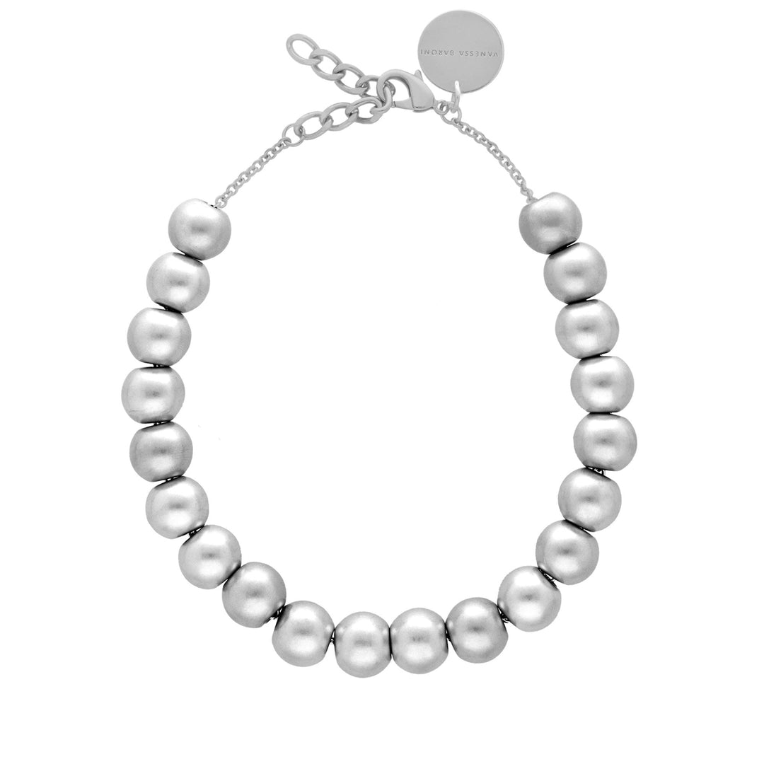 Vanessa Baroni Kette Small Beads Short, silver vintage, versilbert