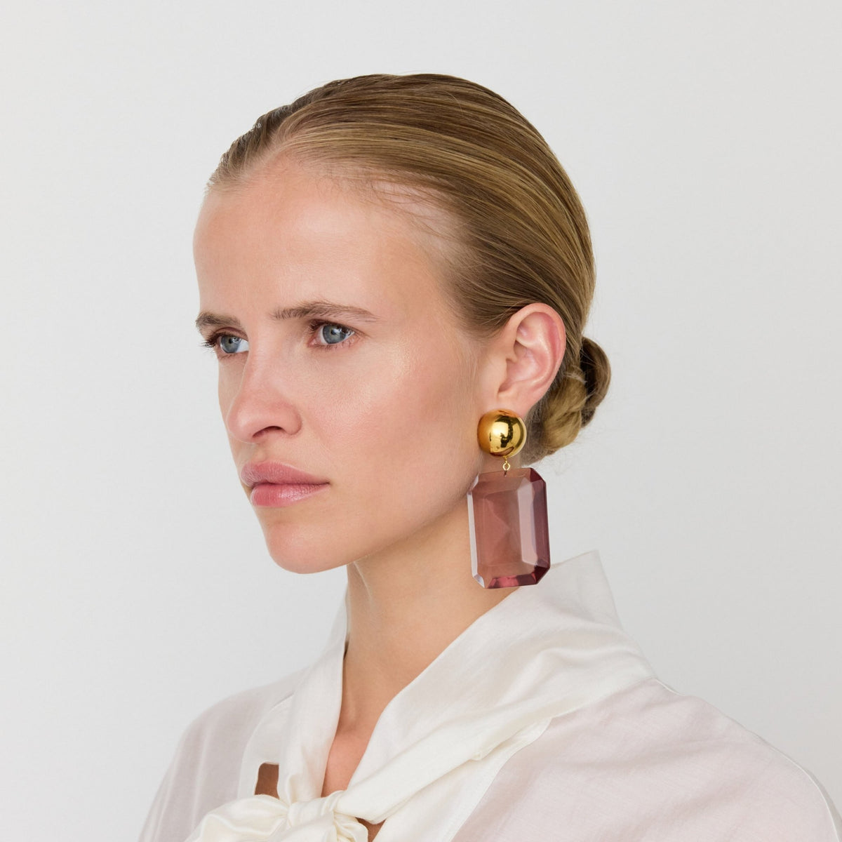Vanessa Baroni Ohrringe Big Clear Gold, clear taupe, vergoldet