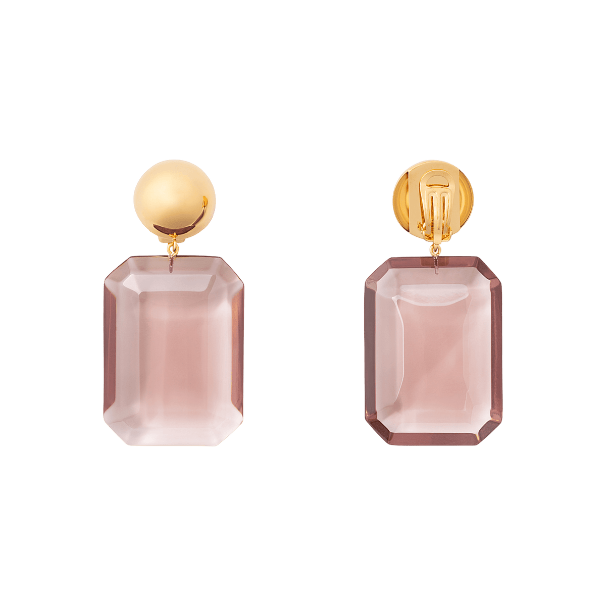 Vanessa Baroni Ohrringe Big Clear Gold, clear taupe, vergoldet