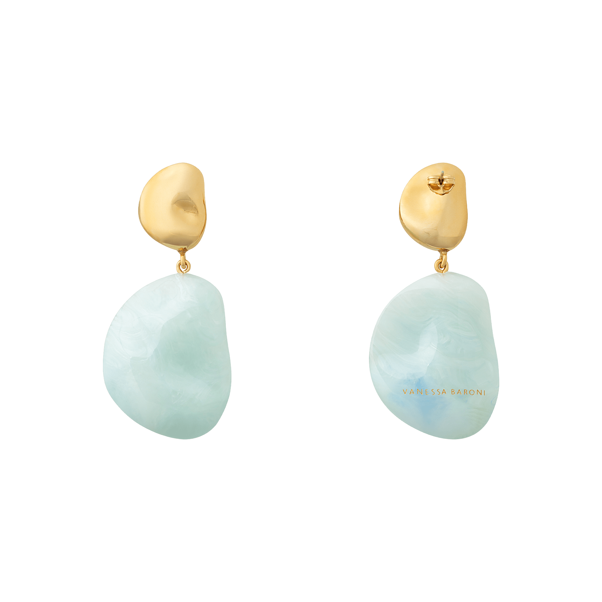 Vanessa Baroni Ohrringe Double Nugget, gold - cloud marble, vergoldet