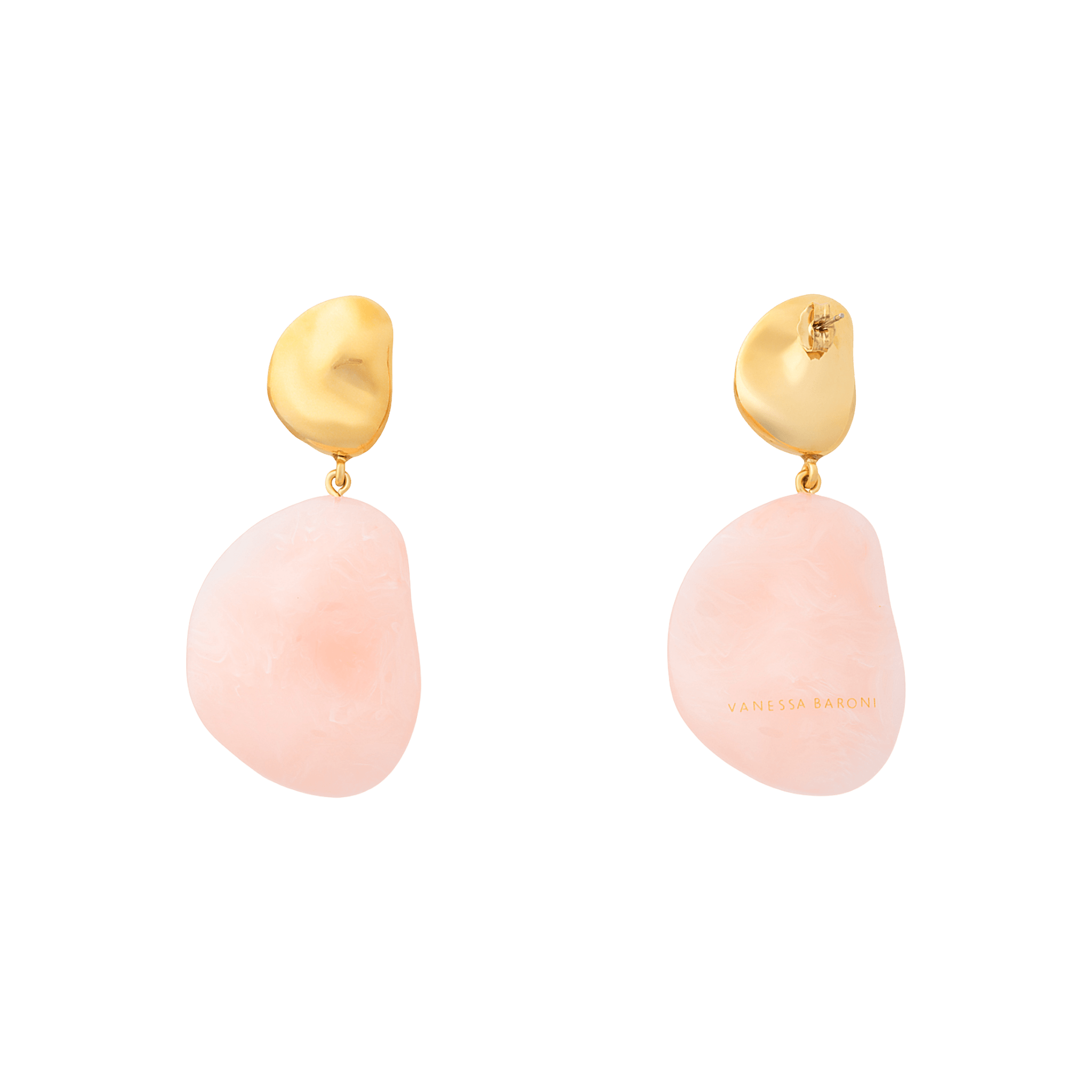 Vanessa Baroni Ohrringe Double Nugget, gold - peach sorbet, vergoldet