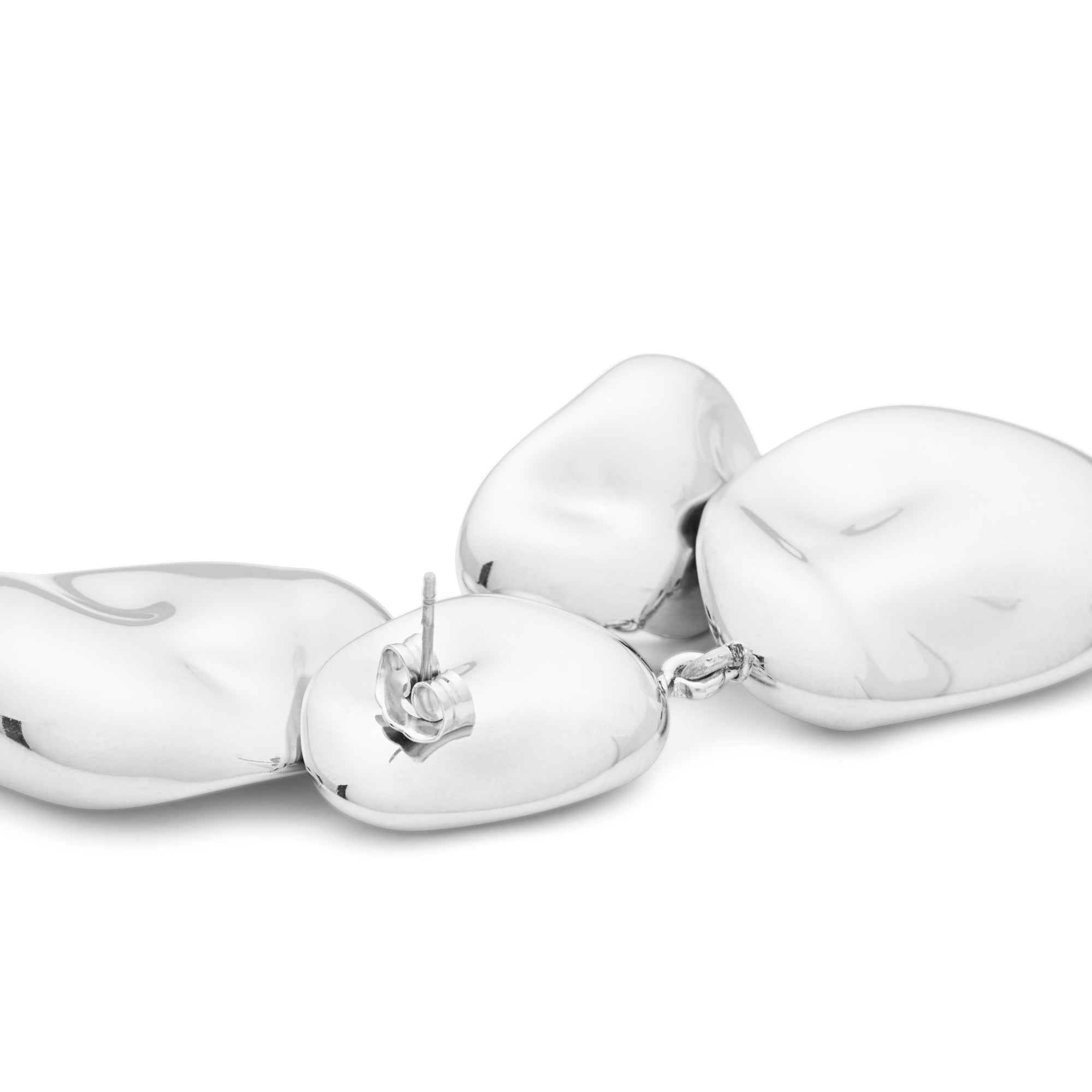 Vanessa Baroni Ohrringe Double Nugget, silver, versilbert