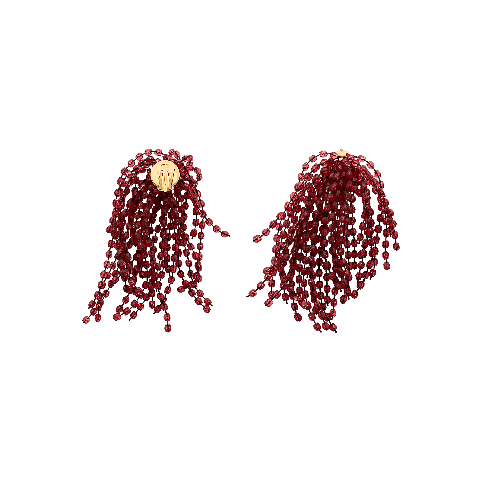 Vanessa Baroni Ohrringe Fringe, bordeaux, vergoldet