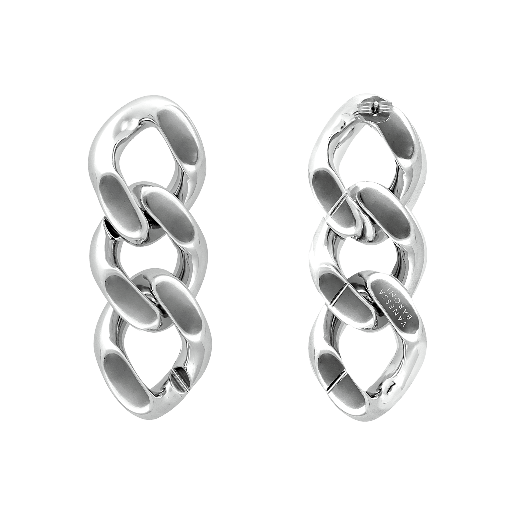 Vanessa Baroni Ohrringe New Flat Chain, silver, versilbert