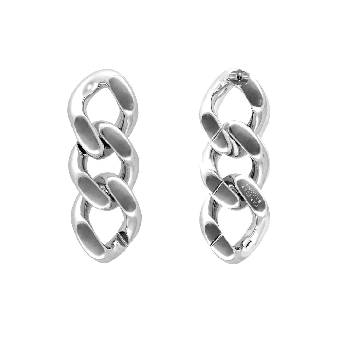 Vanessa Baroni Ohrringe New Flat Chain, silver, versilbert