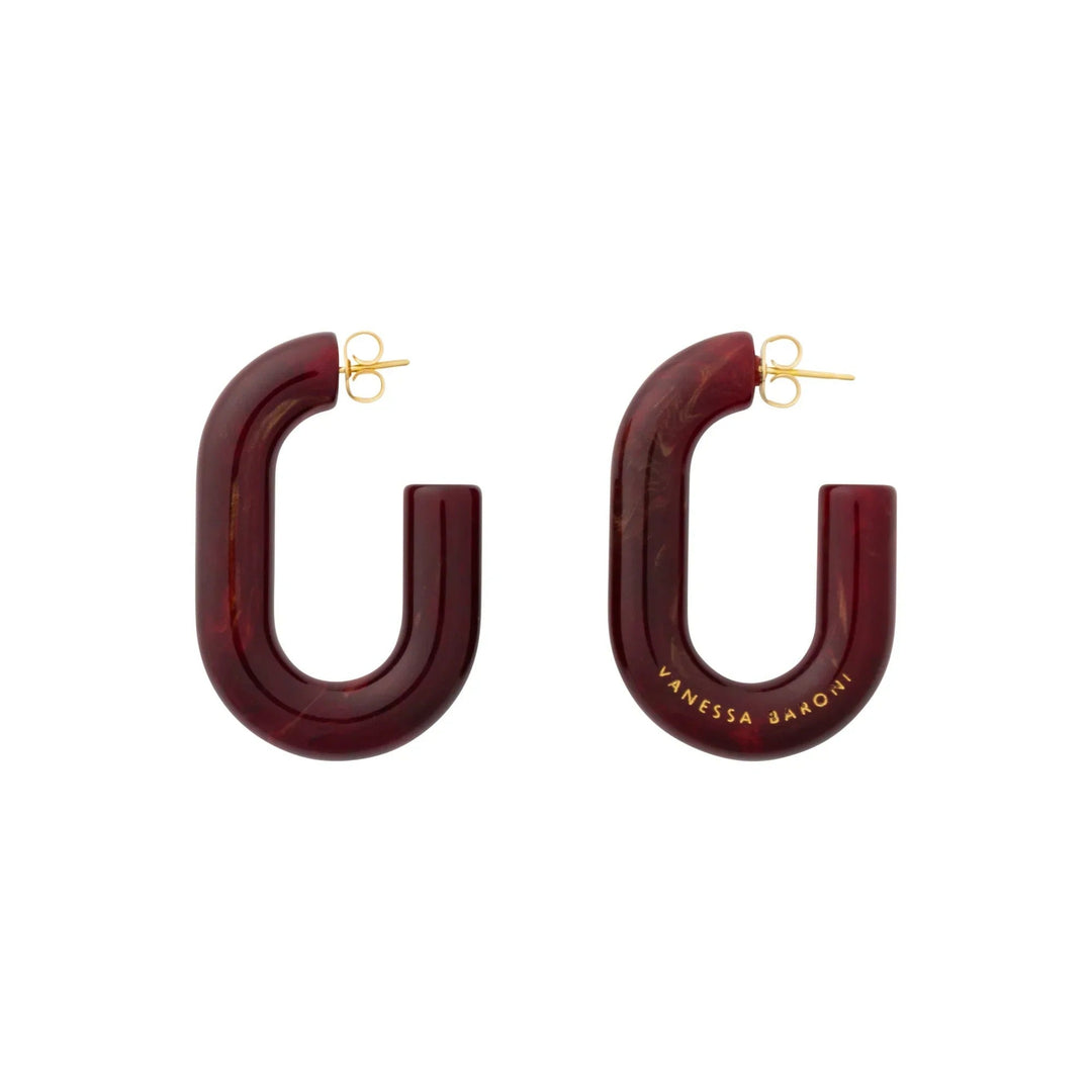 Vanessa Baroni Ohrringe New Oval, bordeaux marble, vergoldet