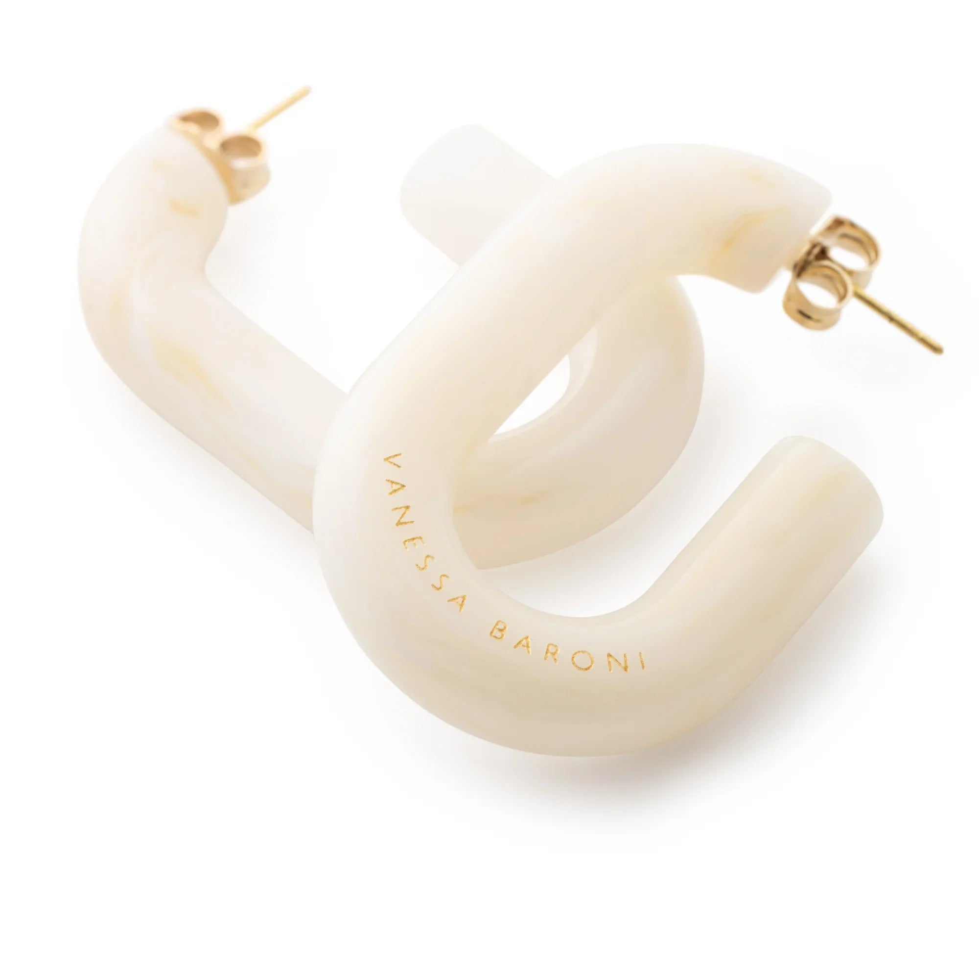 Vanessa Baroni Ohrringe New Oval, pearl marble, vergoldet