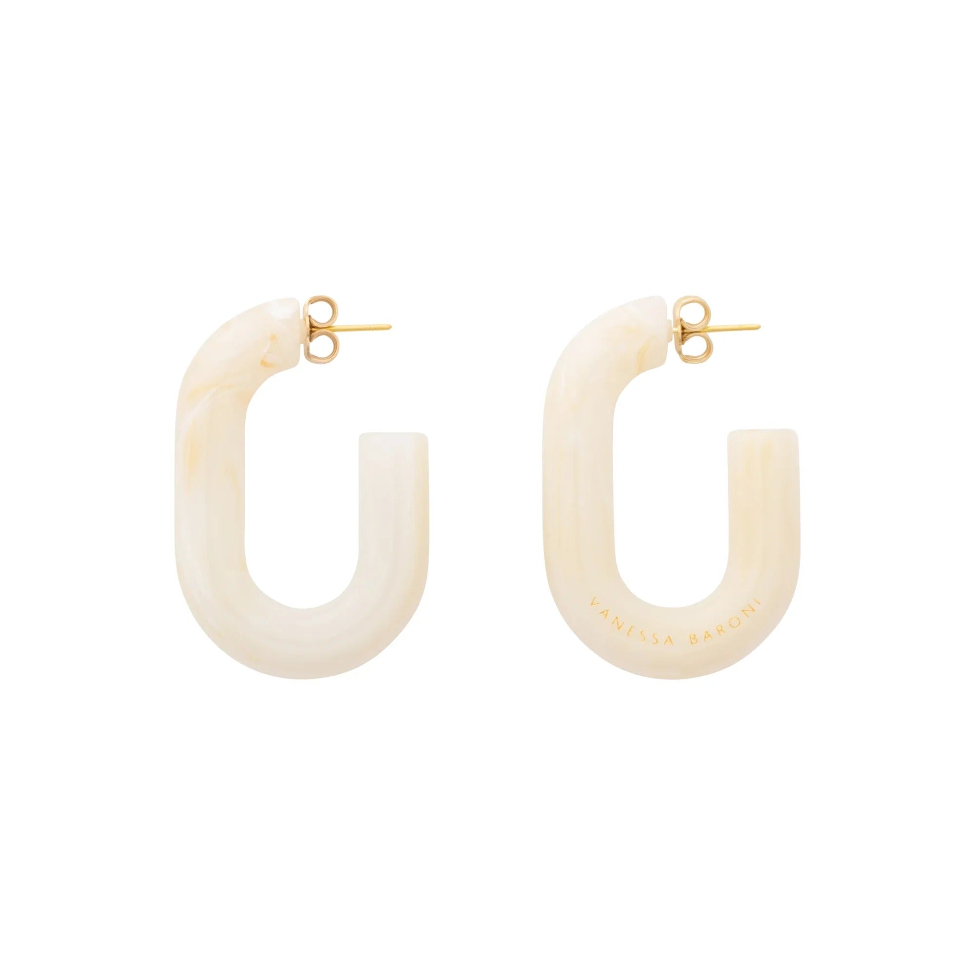 Vanessa Baroni Ohrringe New Oval, pearl marble, vergoldet