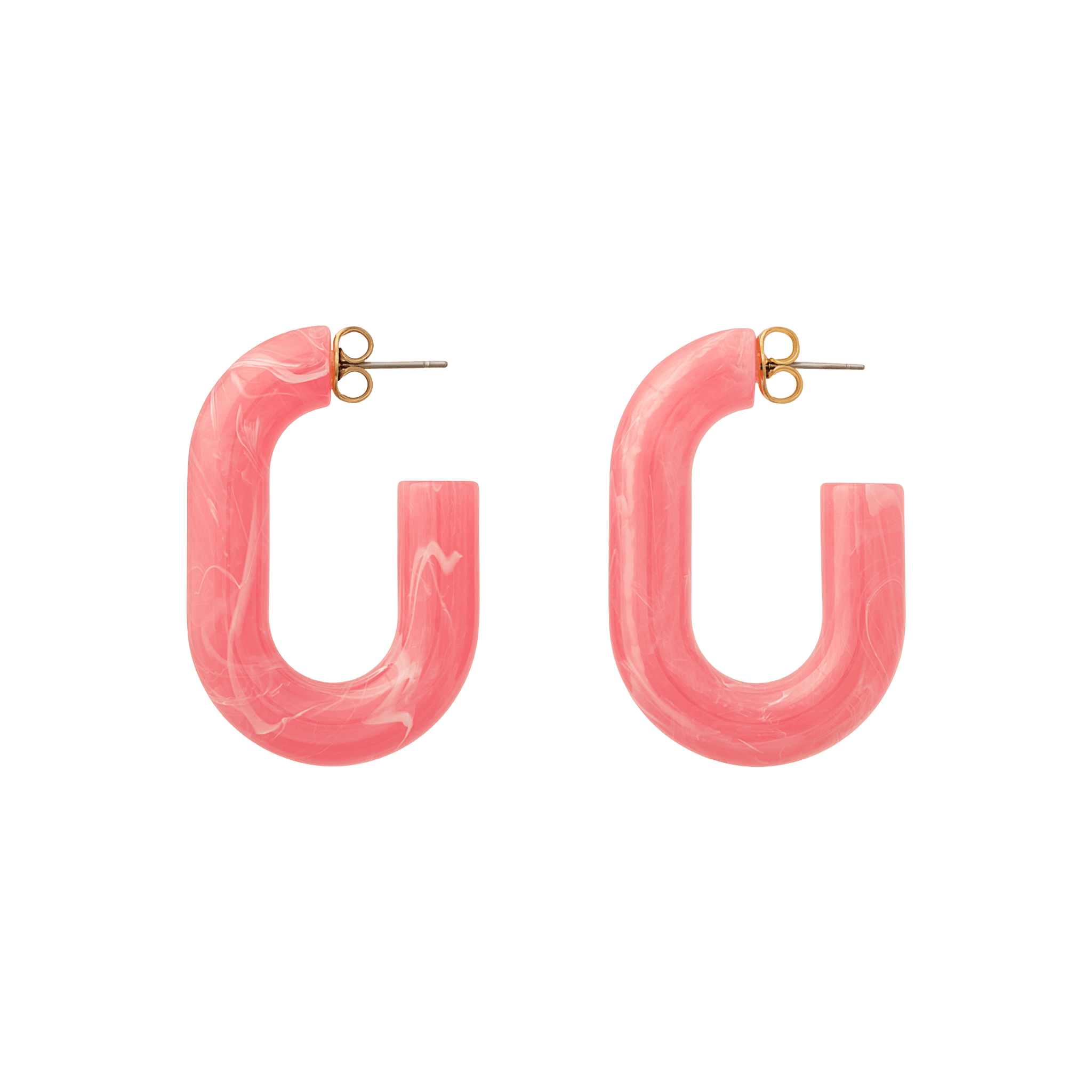 Vanessa Baroni Ohrringe New Oval, watermelon marble, vergoldet