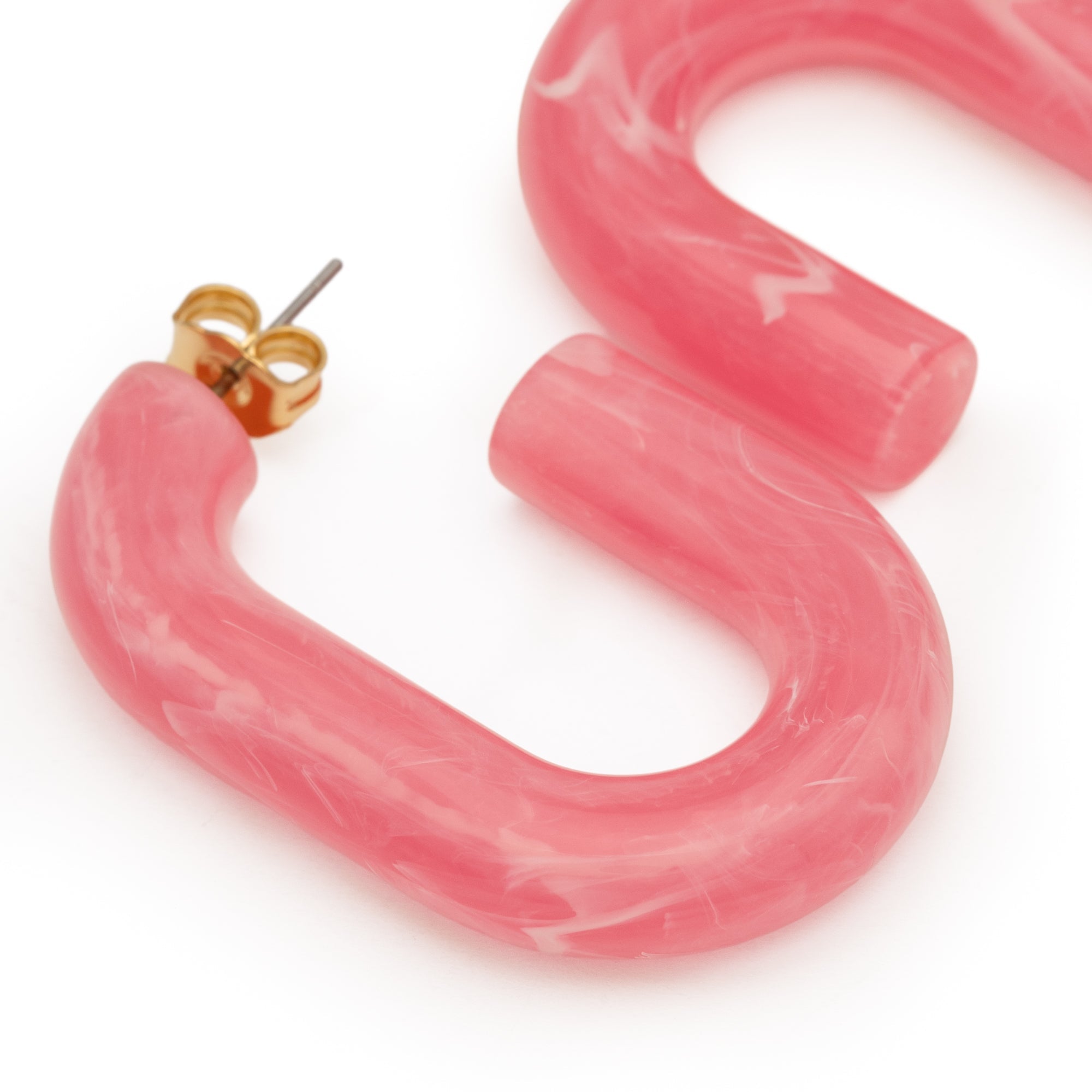 Vanessa Baroni Ohrringe New Oval, watermelon marble, vergoldet