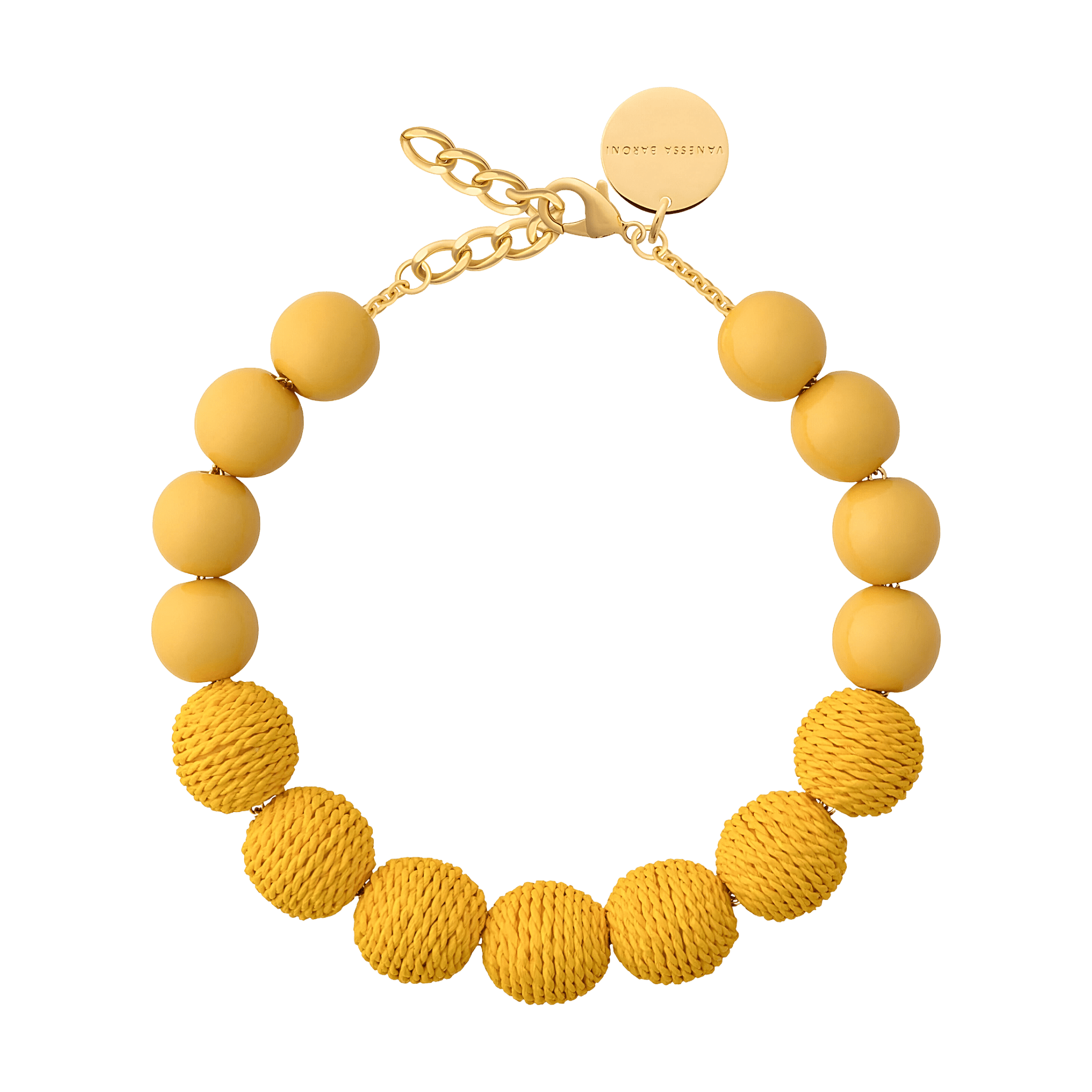 Vanessa Baroni x BONSOL Kette Raffia Beads, yellow, vergoldet