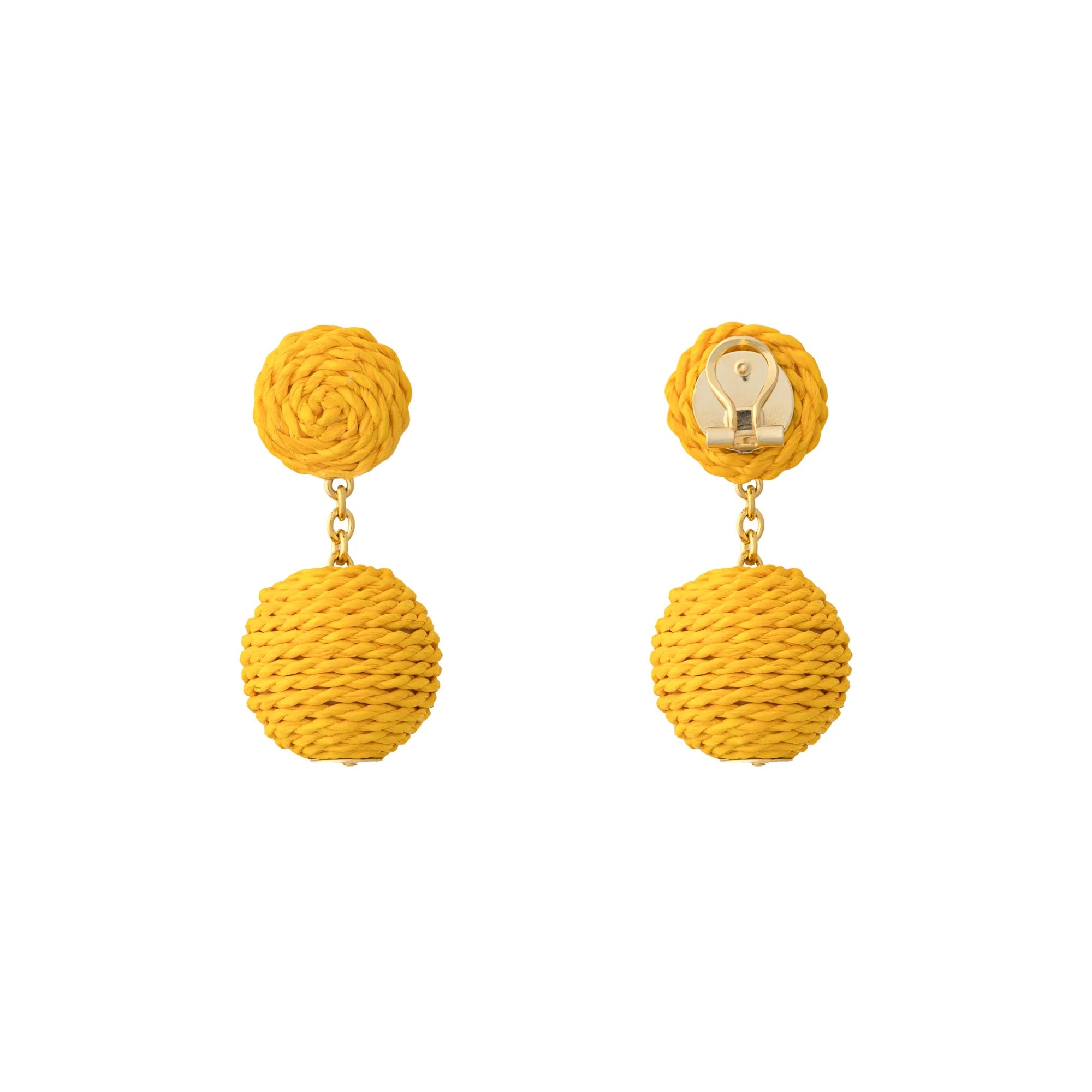 Vanessa Baroni x BONSOL Ohrringe Raffia Beads, yellow, vergoldet