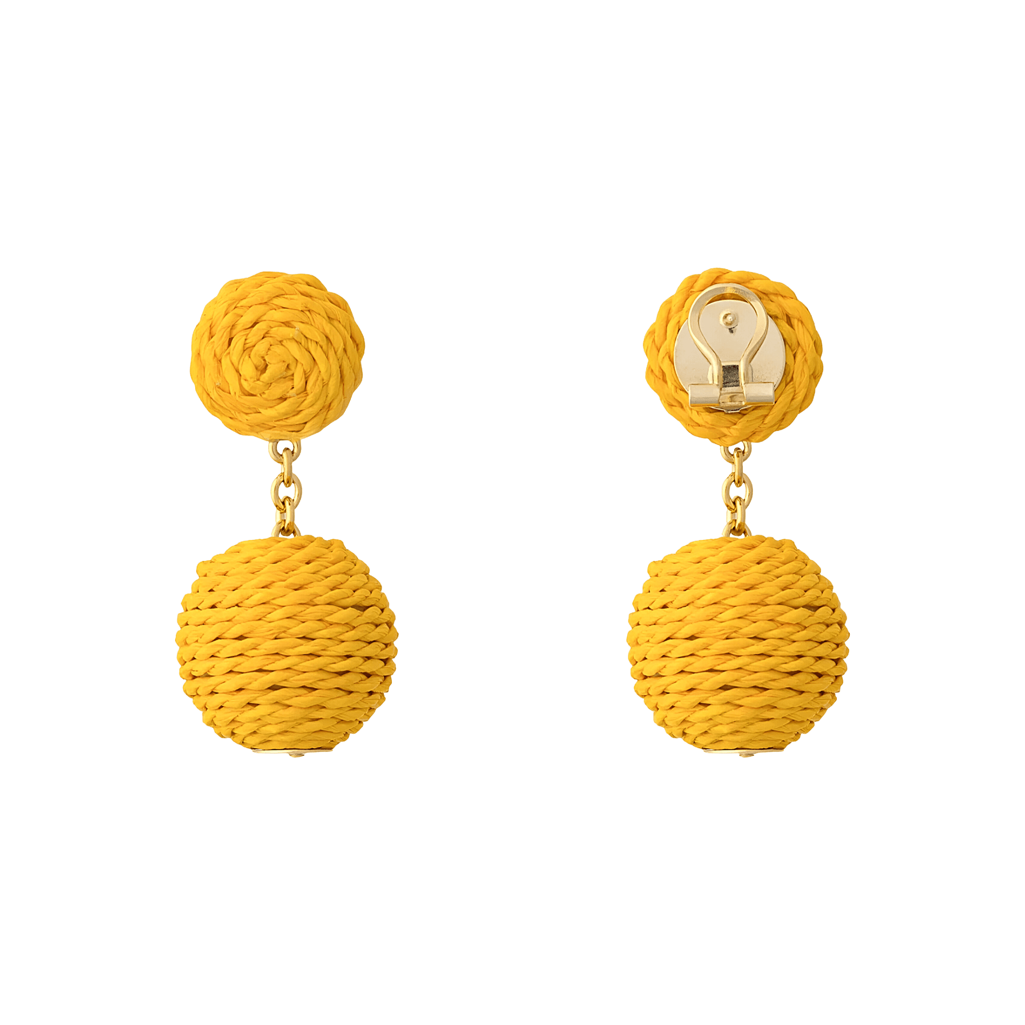 Vanessa Baroni x BONSOL Ohrringe Raffia Beads, yellow, vergoldet