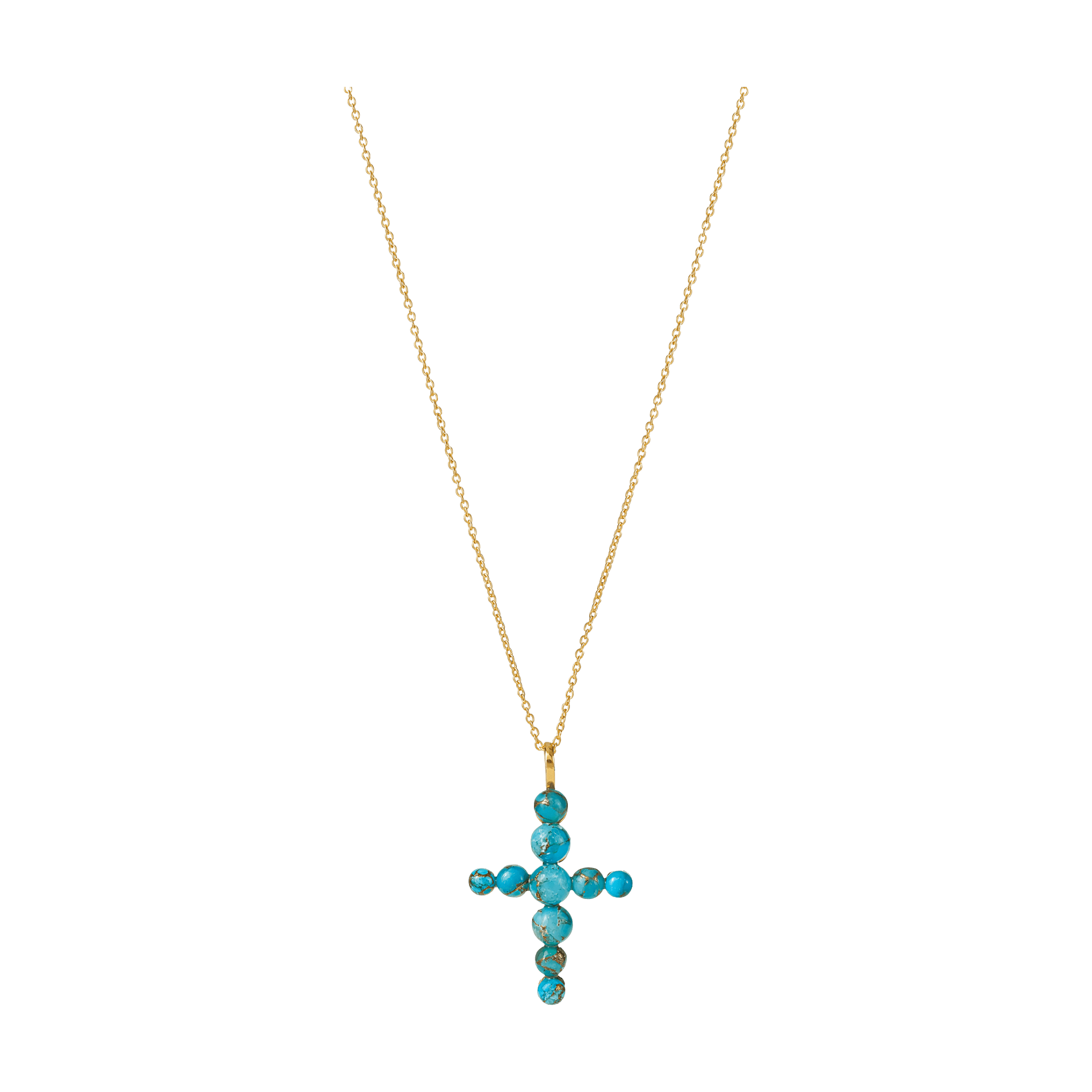 yours.Jewelry Kette Cruz del Mar, cooper turquise, vergoldet