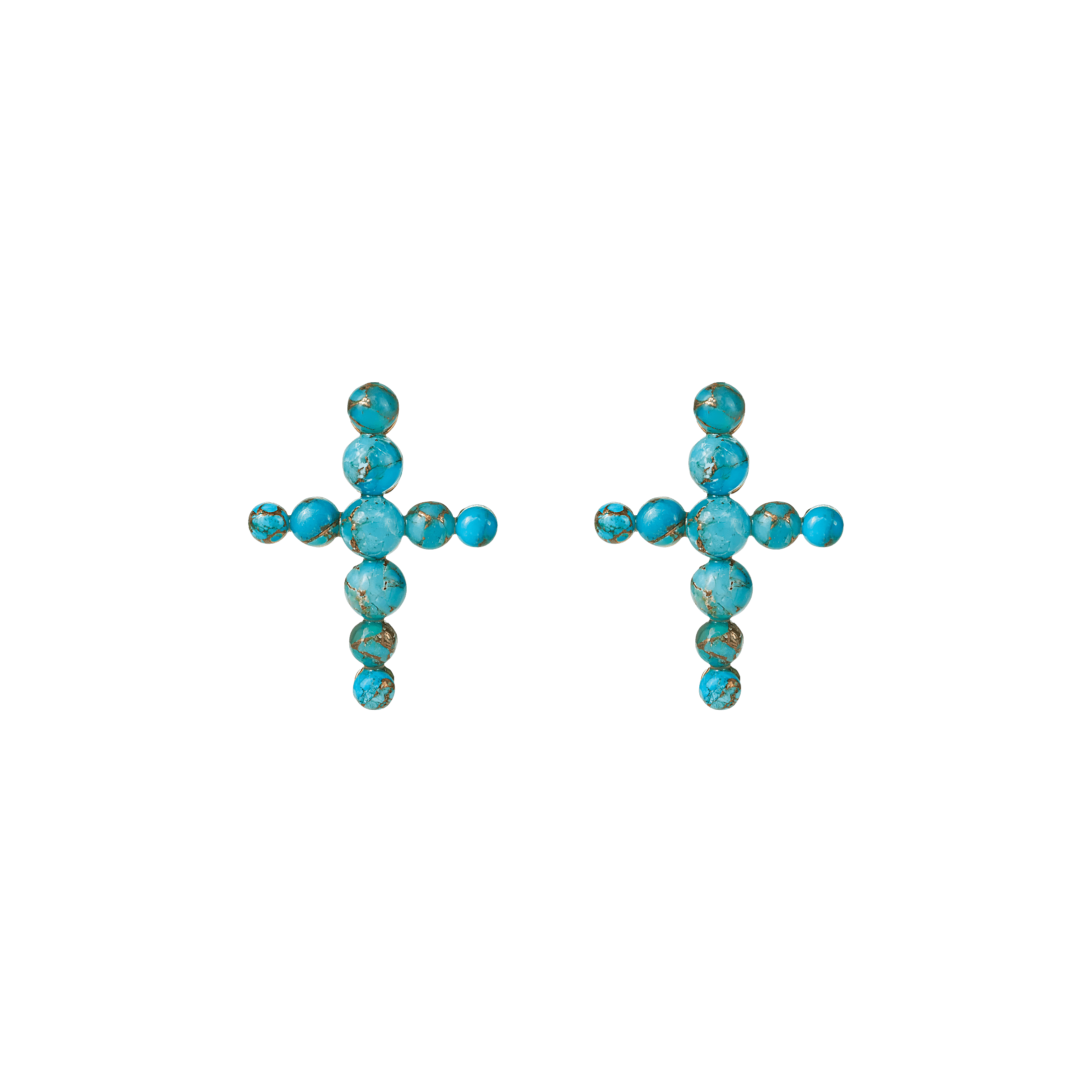 yours.Jewelry Ohrstecker Cruz del Mar, cooper turquise, vergoldet