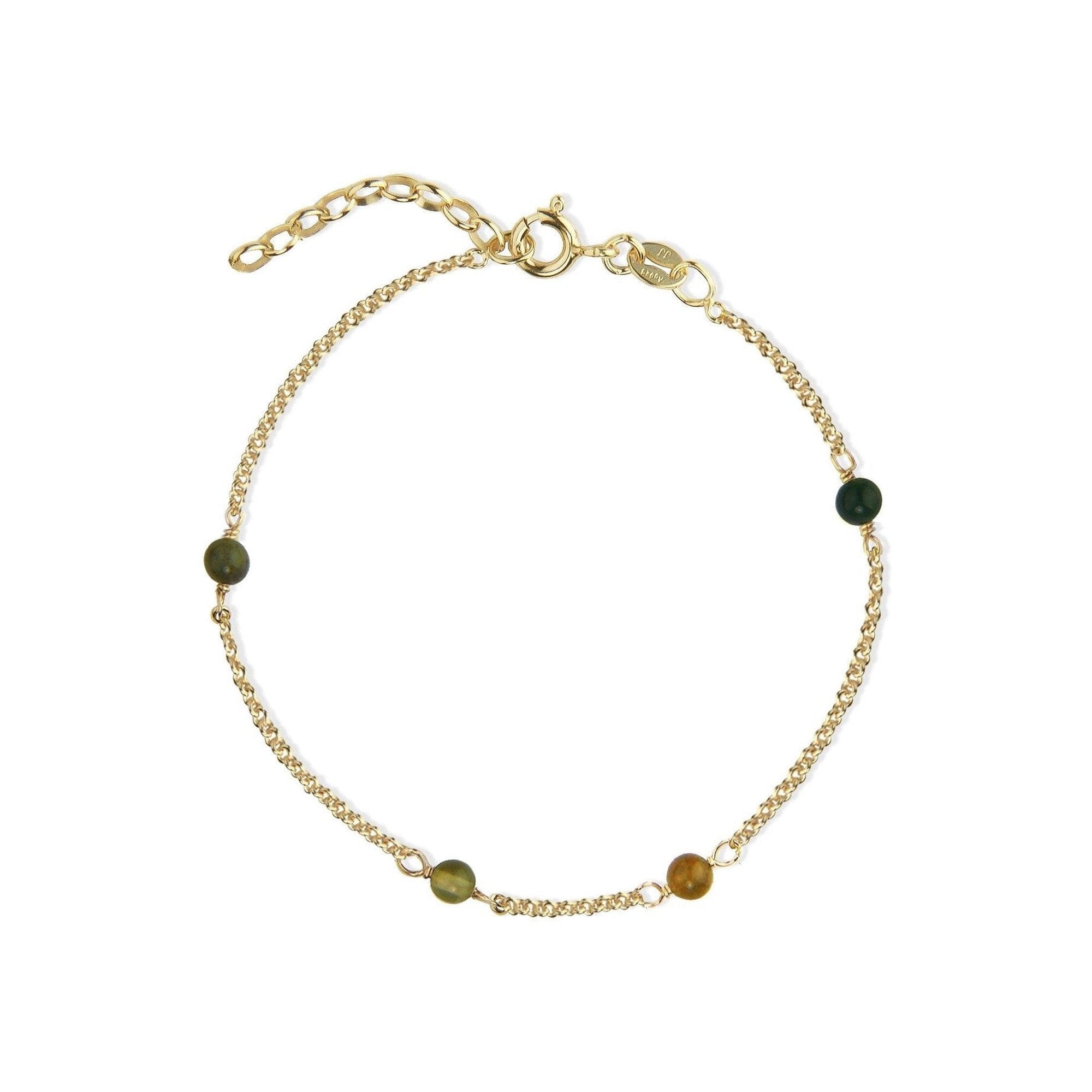 Jeberg Jewellery Armband Love Eye - Green Mix, vergoldet