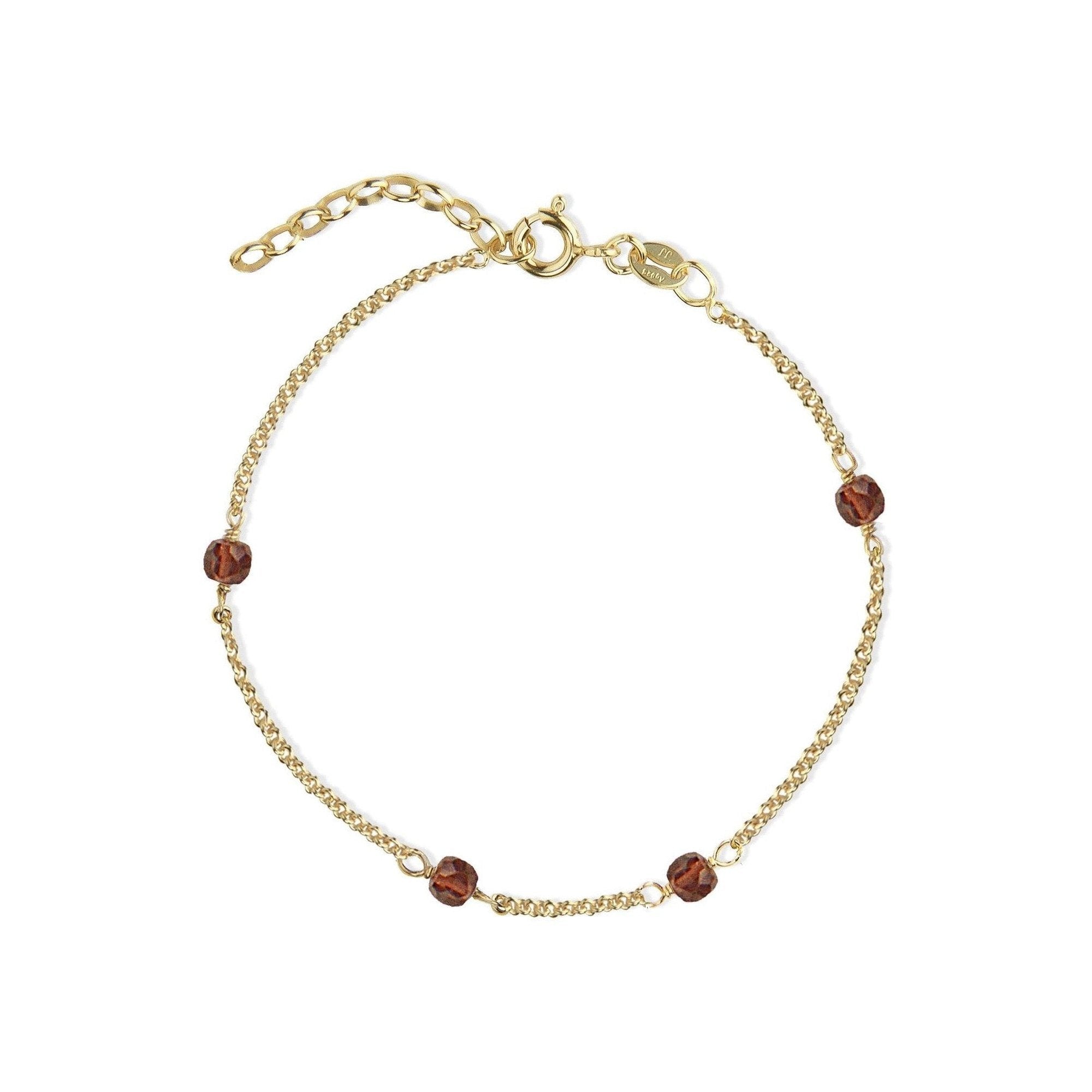 Jeberg Jewellery Armband Love Eye - Red Garnet, vergoldet