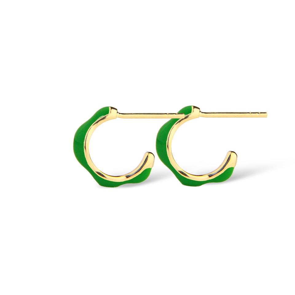 Jeberg Jewellery Creolen Balance Enamel Green Hoops, vergoldet