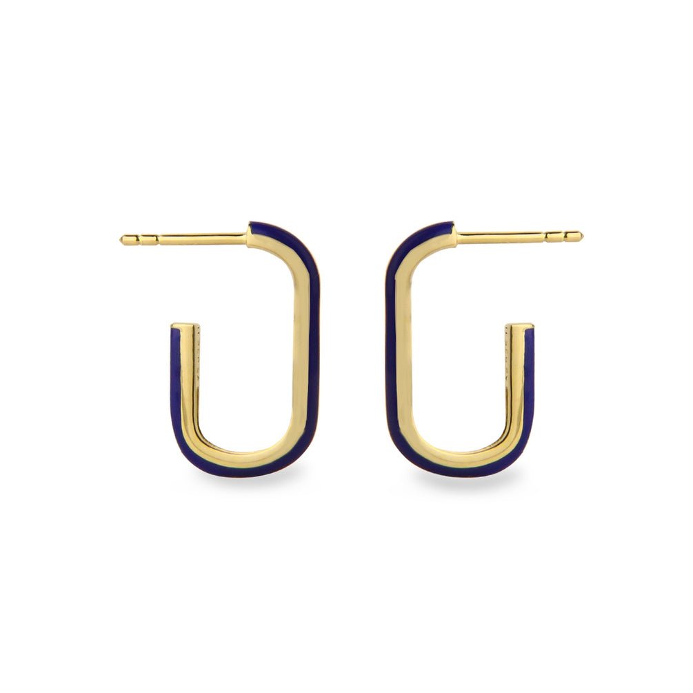 Jeberg Jewellery Creolen Oval Enamel Blue Hoops, vergoldet