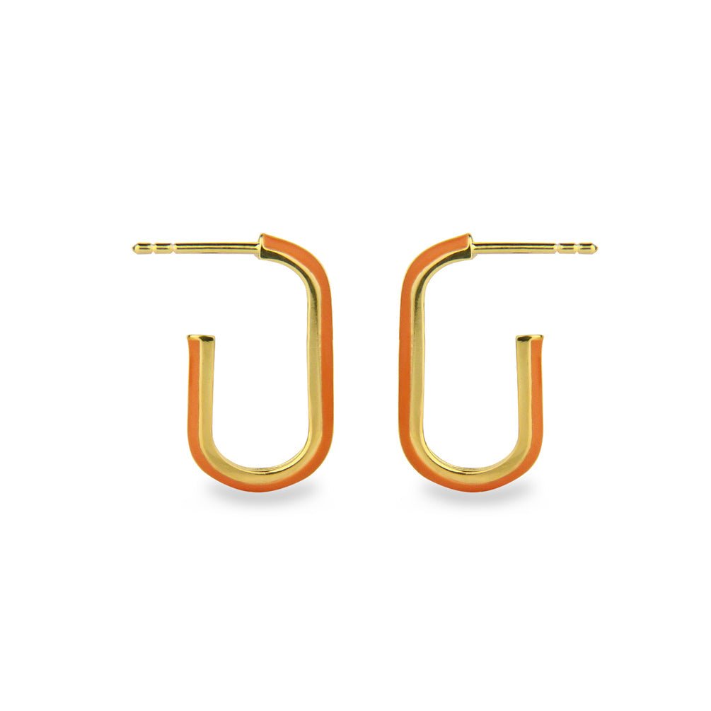 Jeberg Jewellery Creolen Oval Enamel Orange Hoops, vergoldet