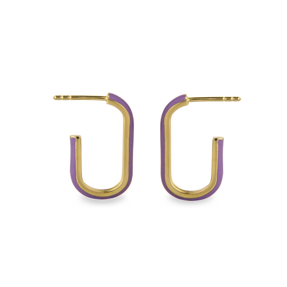 Jeberg Jewellery Creolen Oval Enamel Violet Hoops, vergoldet