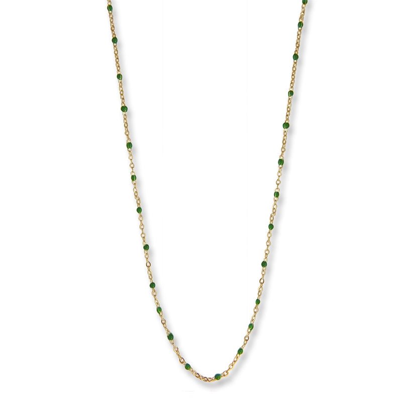 Jeberg Jewellery Kette Ivy Beaded Green, vergoldet