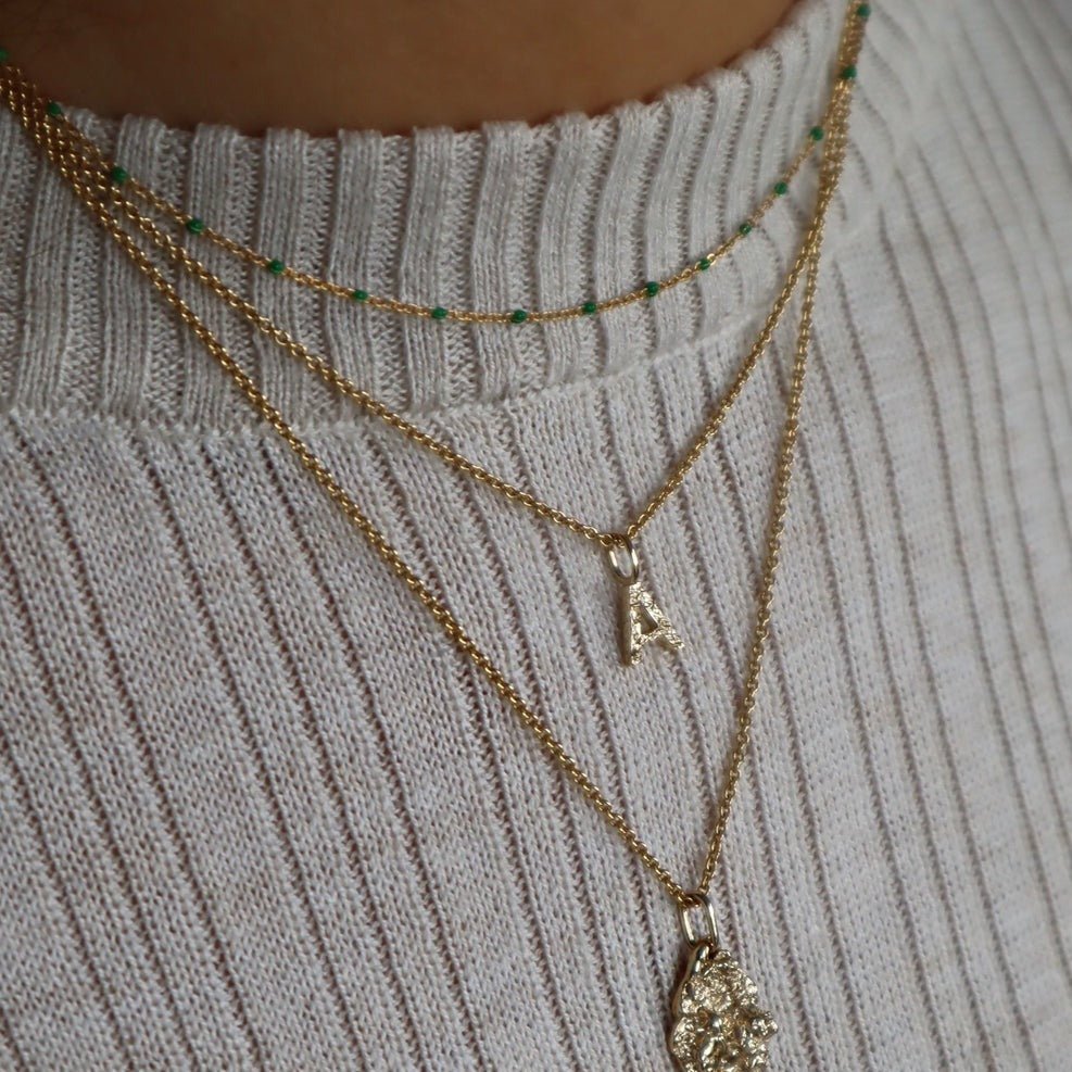 Jeberg Jewellery Kette Ivy Beaded Green, vergoldet