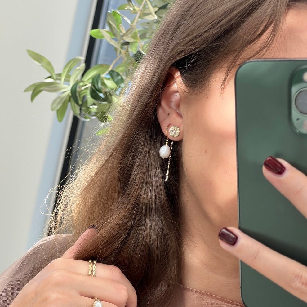 Jeberg Jewellery Ohrringe Baroque Pearl Chain, vergoldet