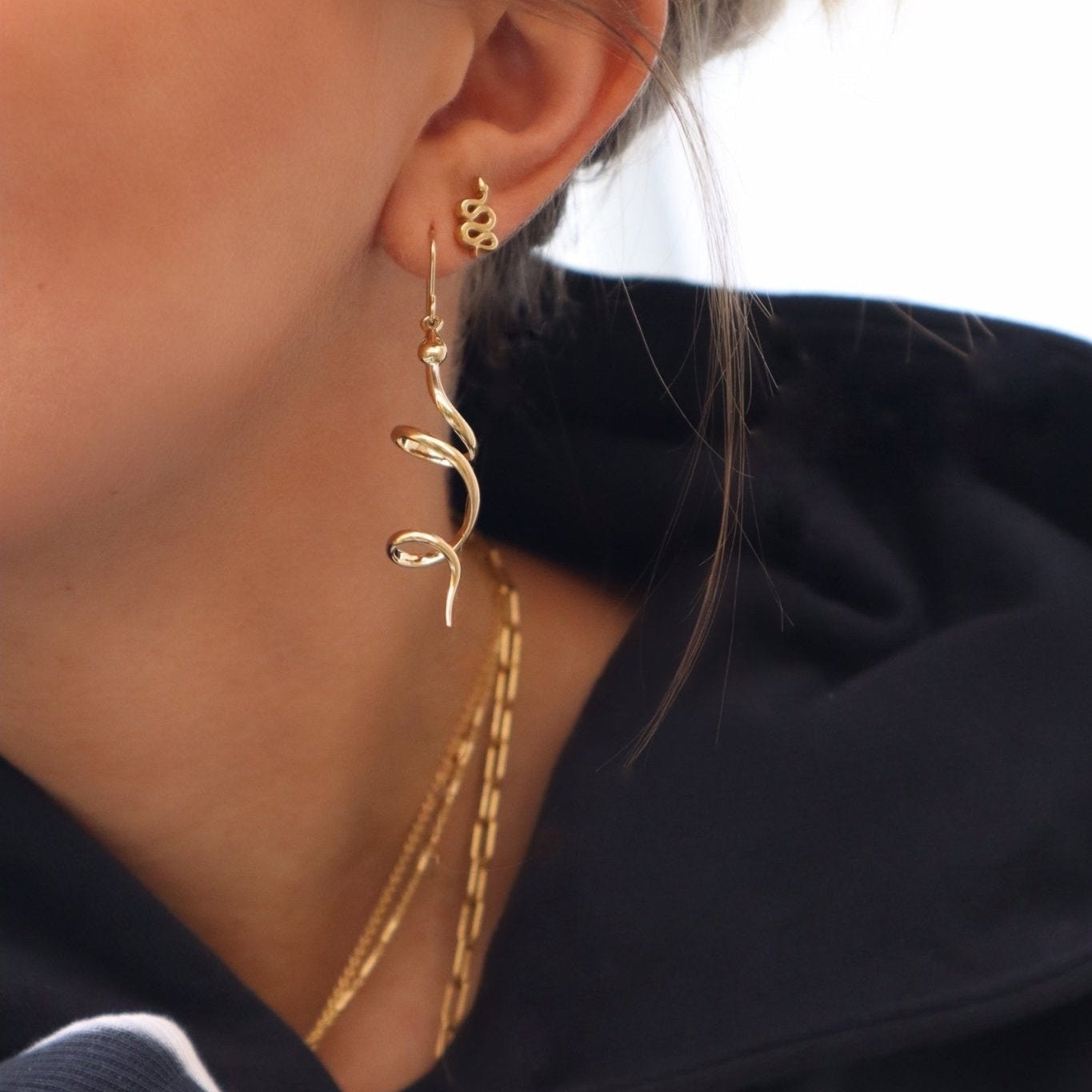 Jeberg Jewellery Ohrstecker Mini Snake, vergoldet