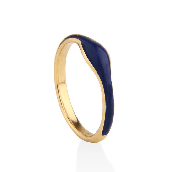 Jeberg Jewellery Ring Balance Enamel Blue, vergoldet