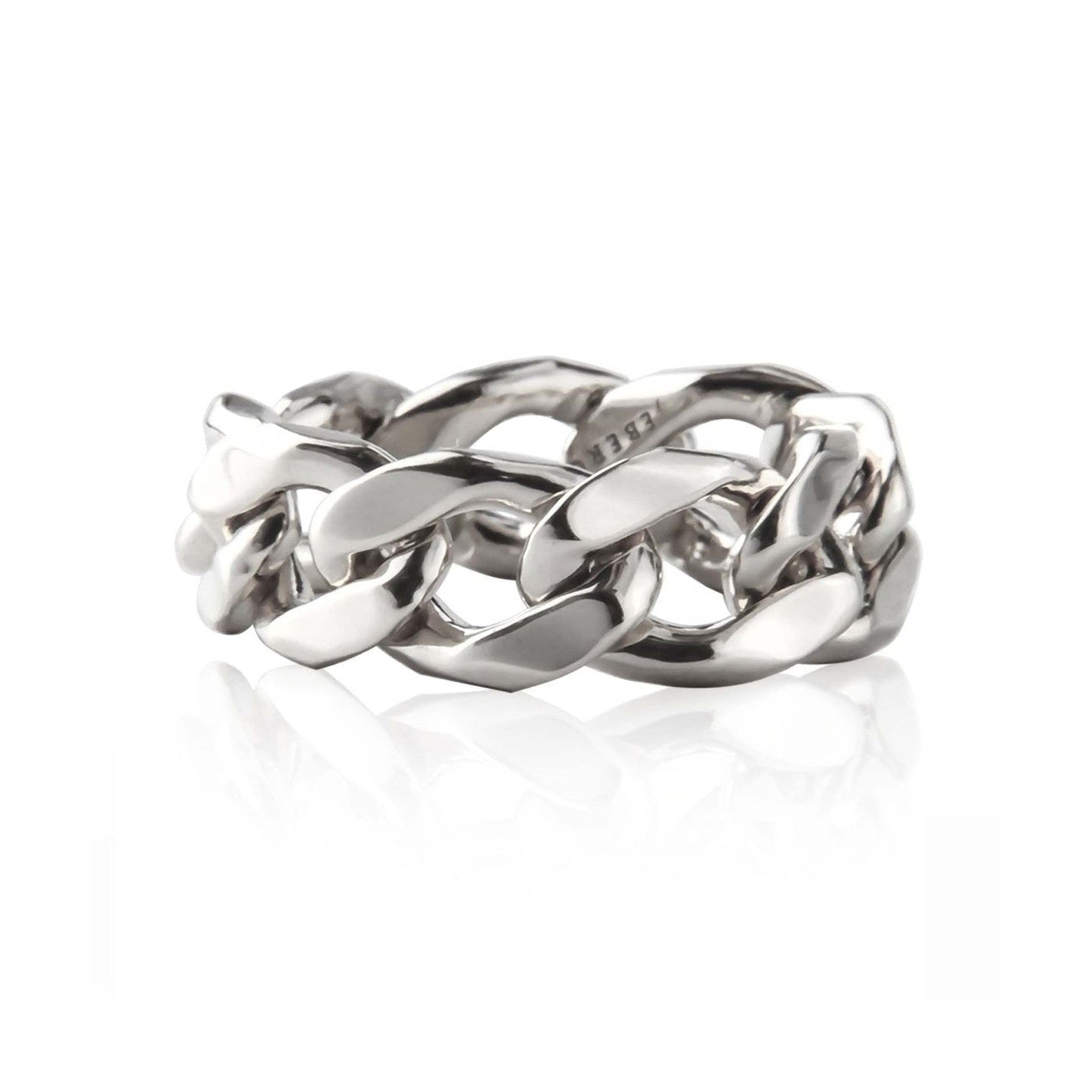 Jeberg Jewellery Ring Chain 8 mm Panzer, Silber