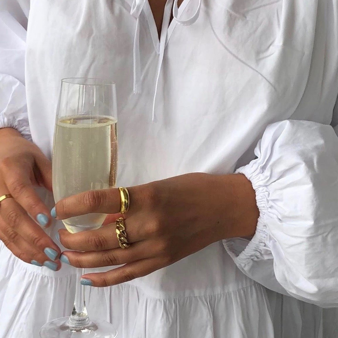 Jeberg Jewellery Ring Chain 8 mm Panzer, vergoldet