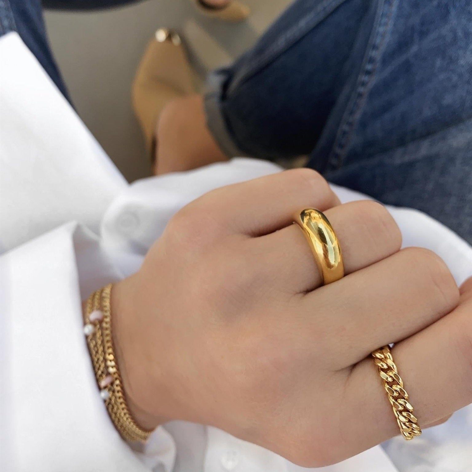 Jeberg Jewellery Ring Dome, vergoldet