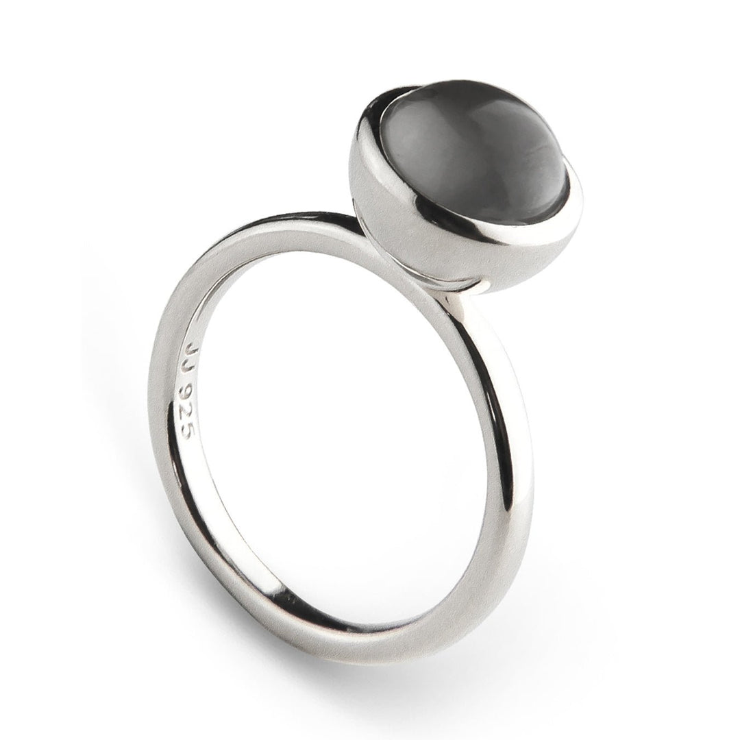 Jeberg Jewellery Ring Graceful Cabochon, grey, Silber